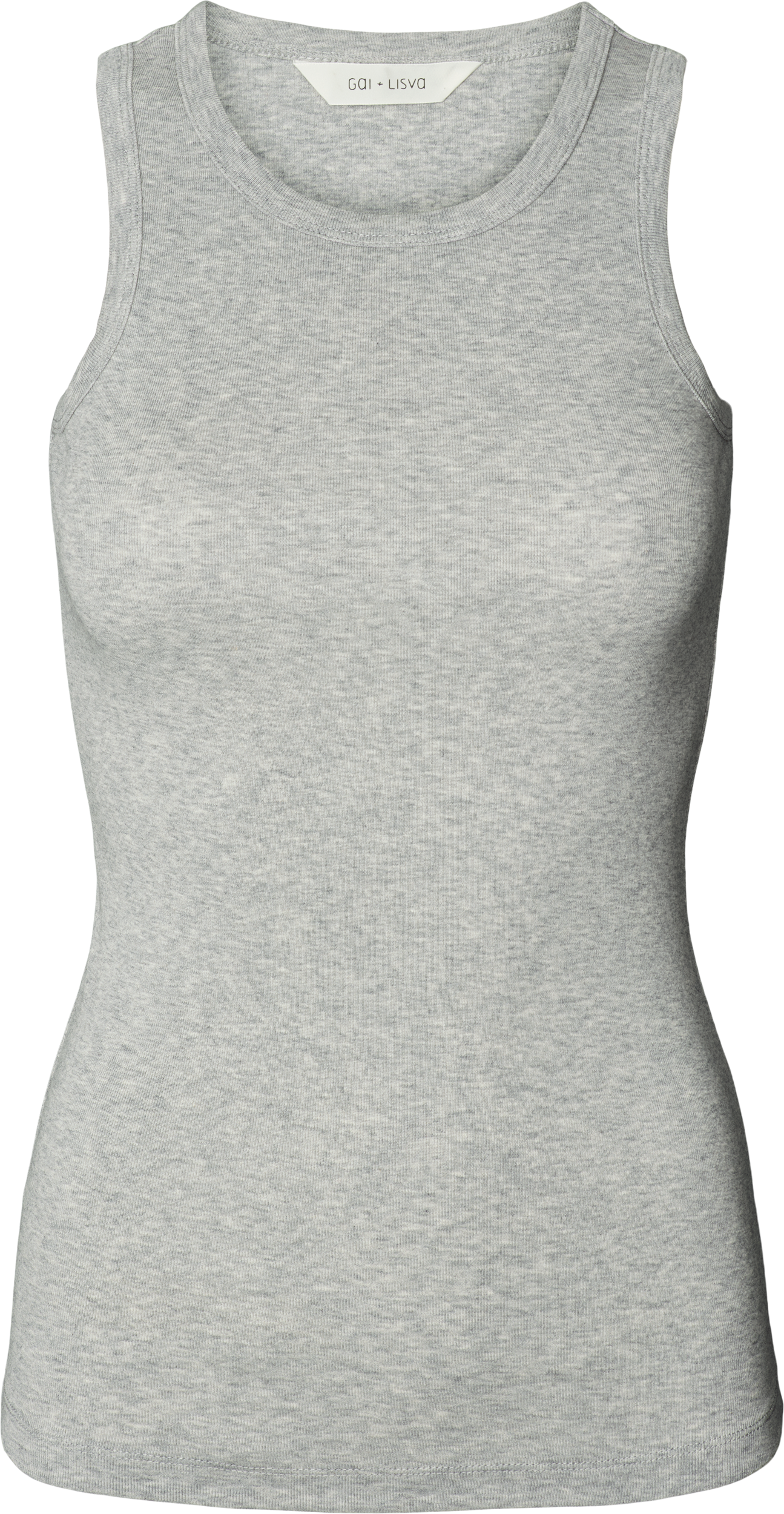 GAI+LISVA Alberte Cotton 1x1 RIB Top Top 601 Light Grey Melange