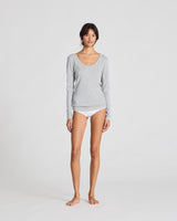 GAI+LISVA Ivy Cotton 1x1 RIB L/S Tee GOTS 243975 Top 601 Light Grey Melange