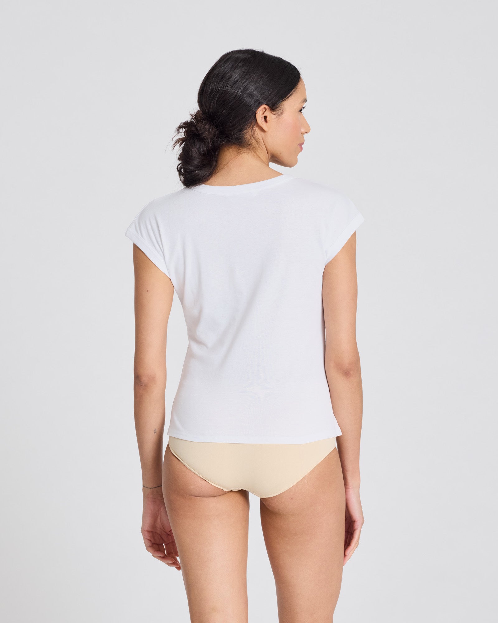 GAI+LISVA Malou S/S Cotton 1x1 Rib Tee GOTS Top 100 White