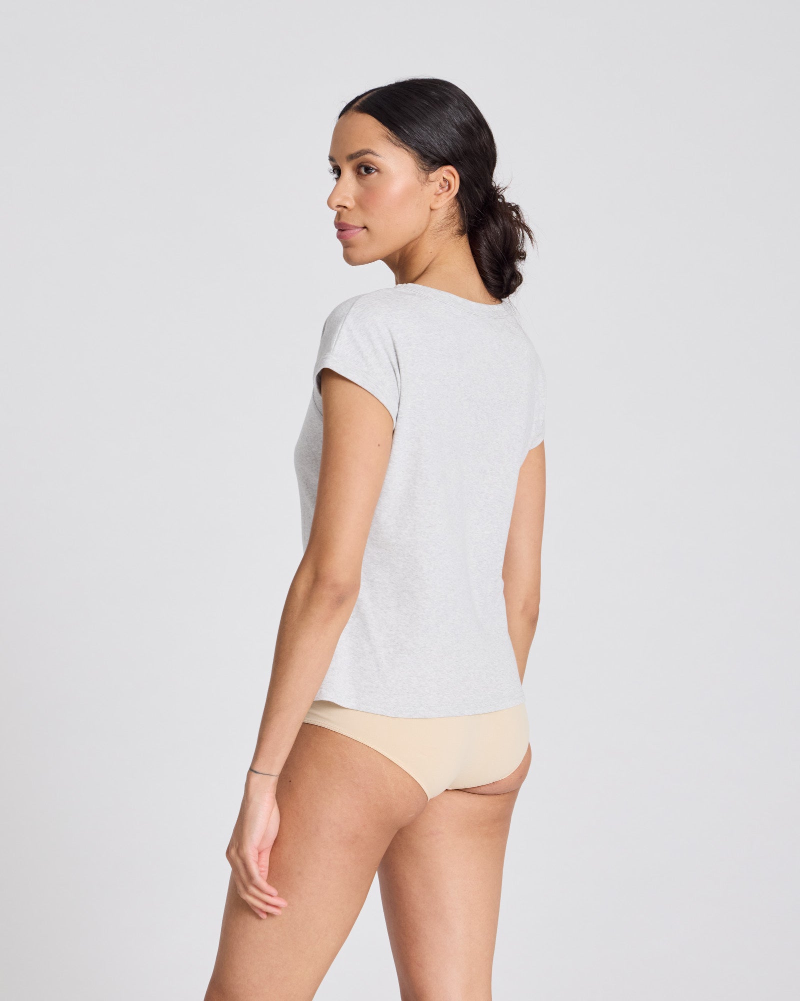 GAI+LISVA Malou S/S Cotton 1x1 Rib Tee GOTS Top 601 Light Grey Melange