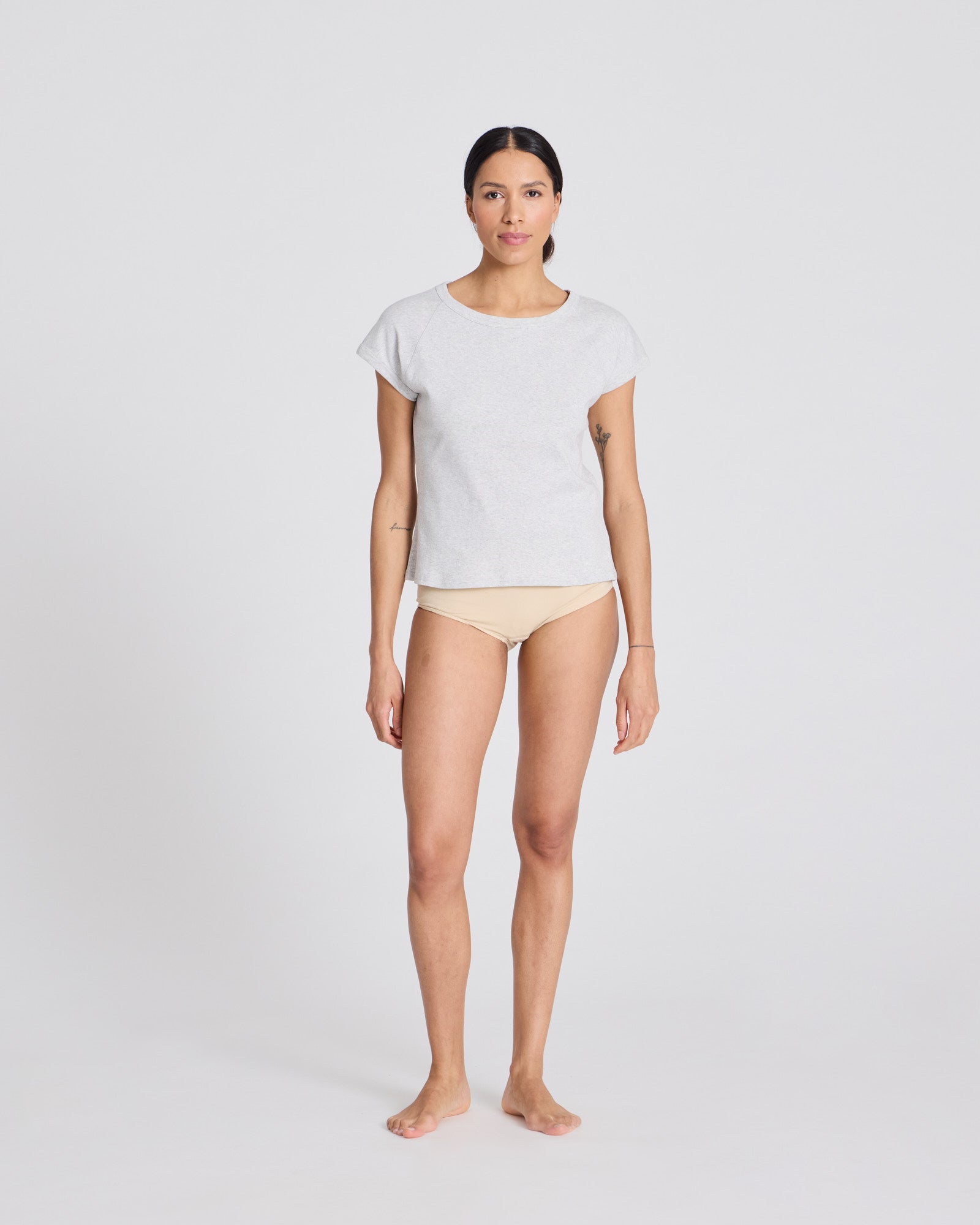 GAI+LISVA Malou S/S Cotton 1x1 Rib Tee GOTS Top 601 Light Grey Melange