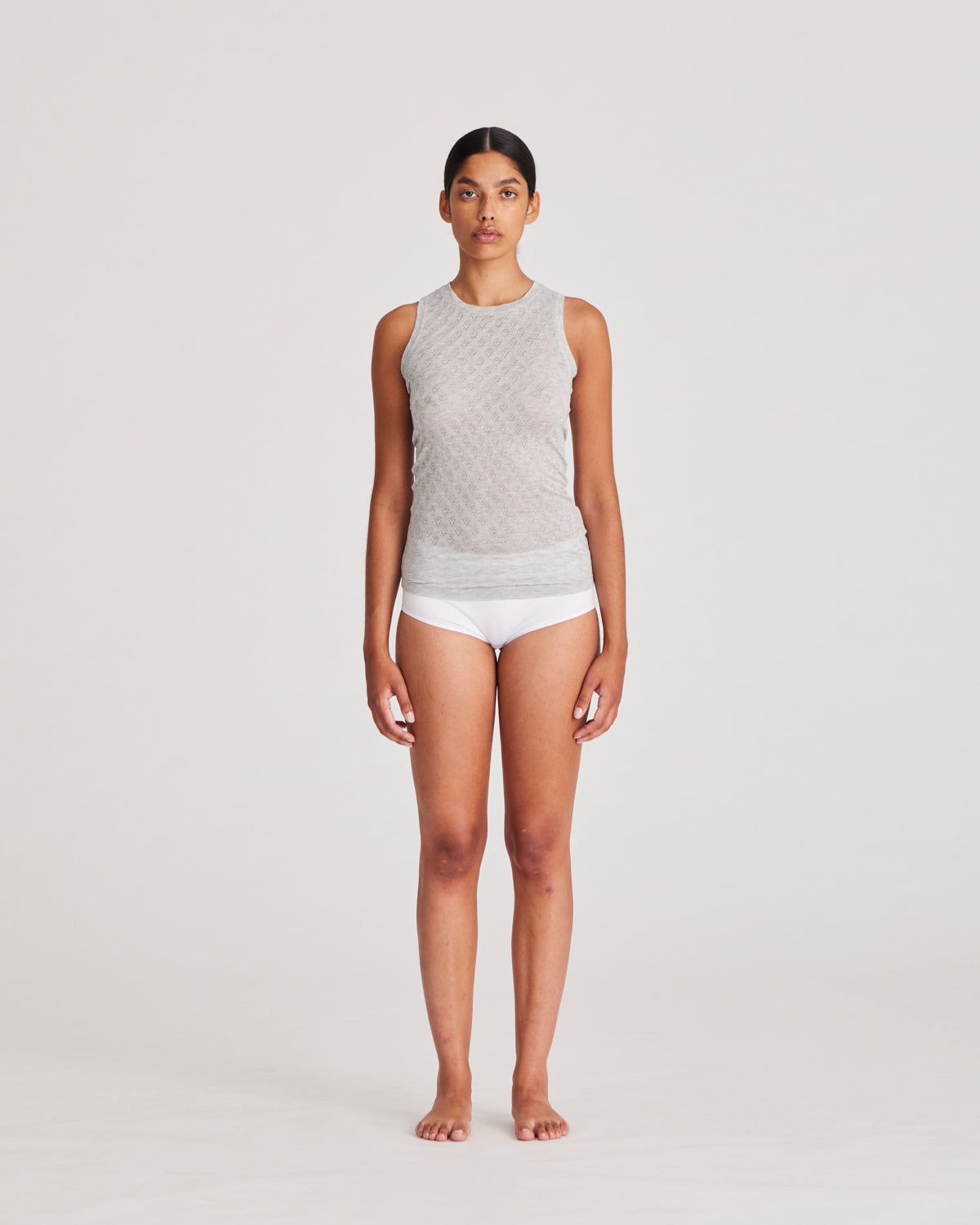 GAI+LISVA Alberte S´less Silk Top Top 601 Light Grey Melange