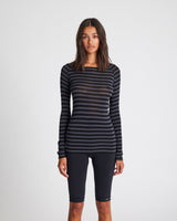 GAI+LISVA Amalie Top Medium Strib Top 947 Dark Grey and Black Stripe