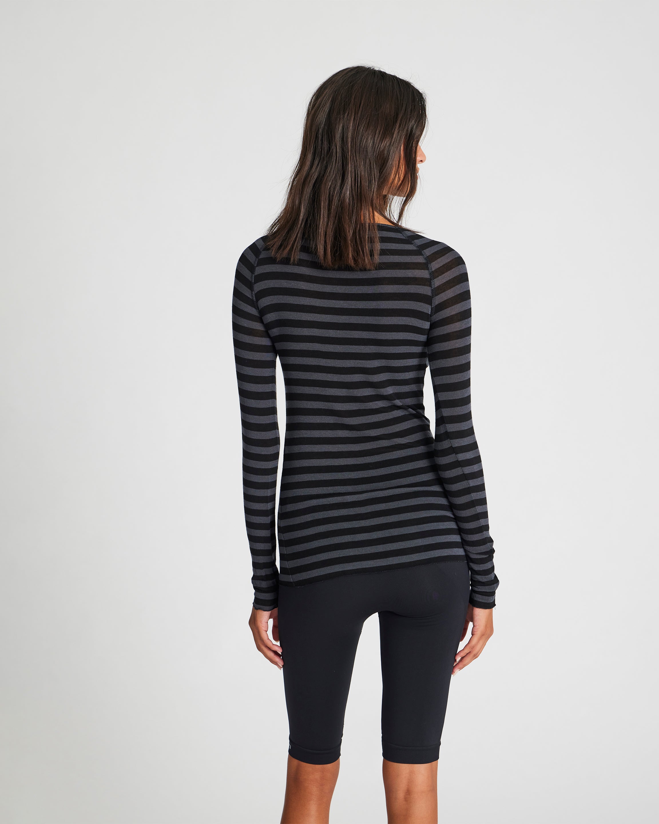 GAI+LISVA Amalie Top Medium Strib Top 947 Dark Grey and Black Stripe