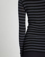 GAI+LISVA Amalie Top Medium Strib Top 947 Dark Grey and Black Stripe