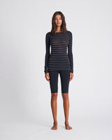 GAI+LISVA Amalie Top Medium Strib Top 947 Dark Grey and Black Stripe