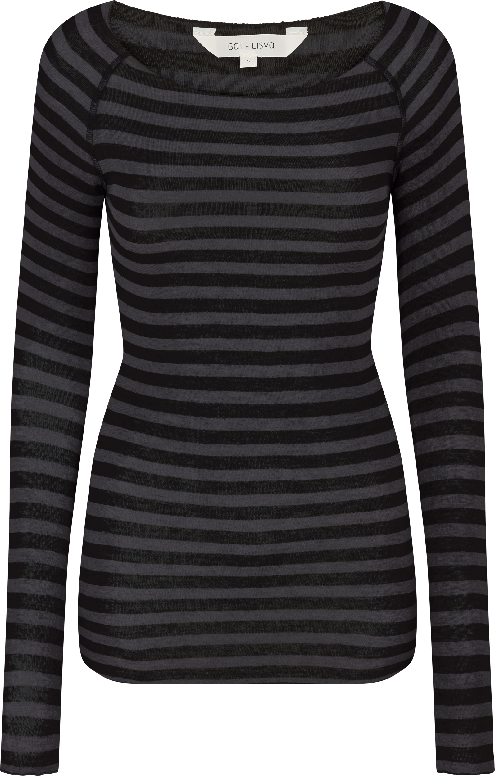 GAI+LISVA Amalie Top Medium Strib Top 947 Dark Grey and Black Stripe