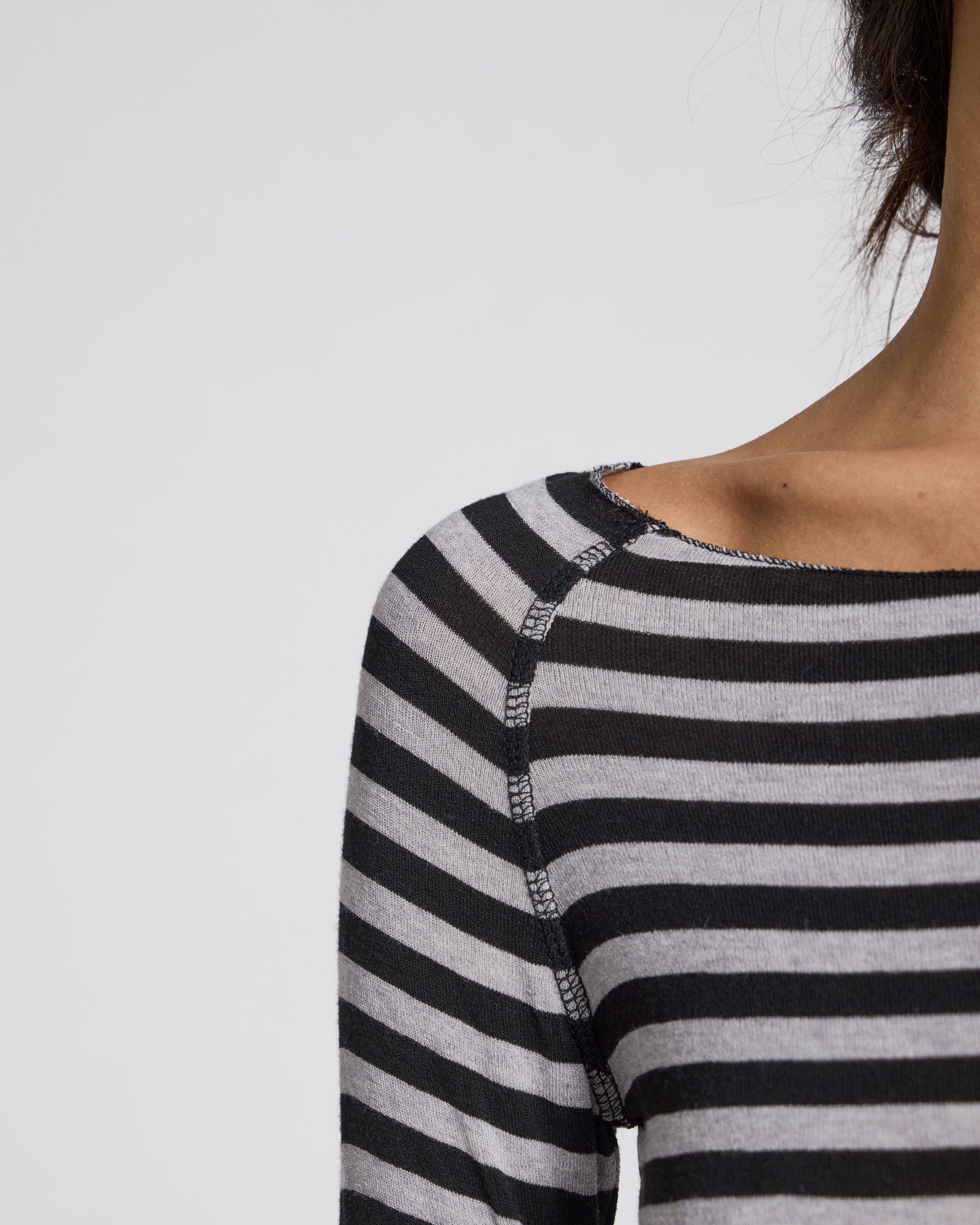 GAI+LISVA Amalie Top Medium Strib Top 610 Grey and Black Stripe