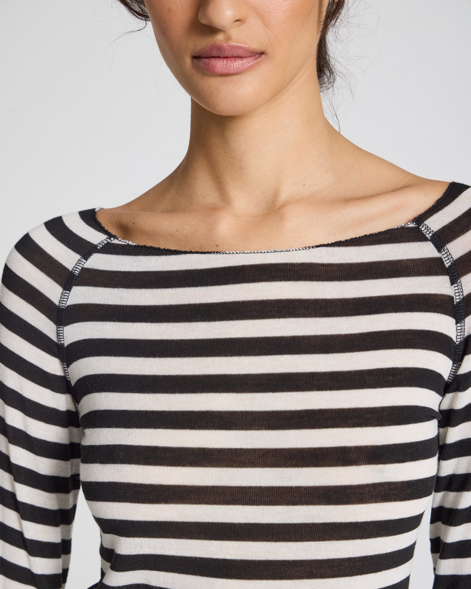 GAI+LISVA Amalie Top Medium Strib Top 946 Off White Black Stripe