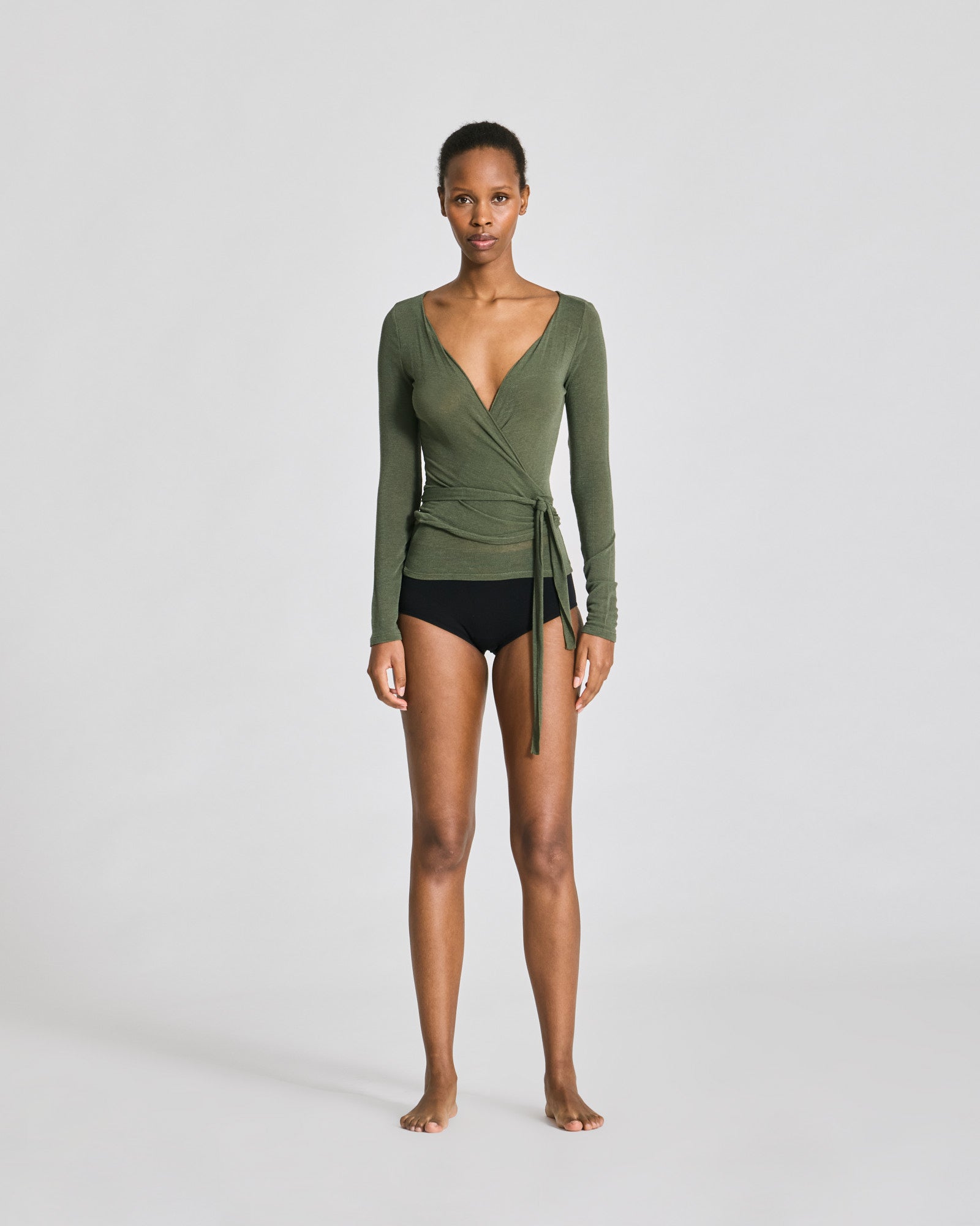 GAI+LISVA Anne Wool Wrap Top Tops & T-shirts 170 Olive Night