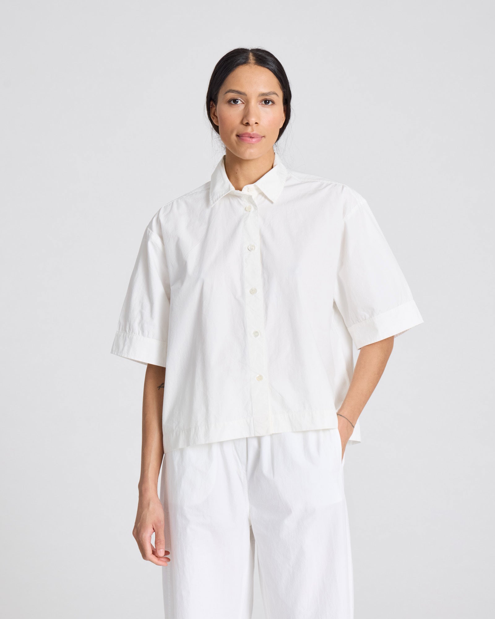 GAI+LISVA Astrid S/S Shirt Poplin Gots Shirts & Blouses 100 White