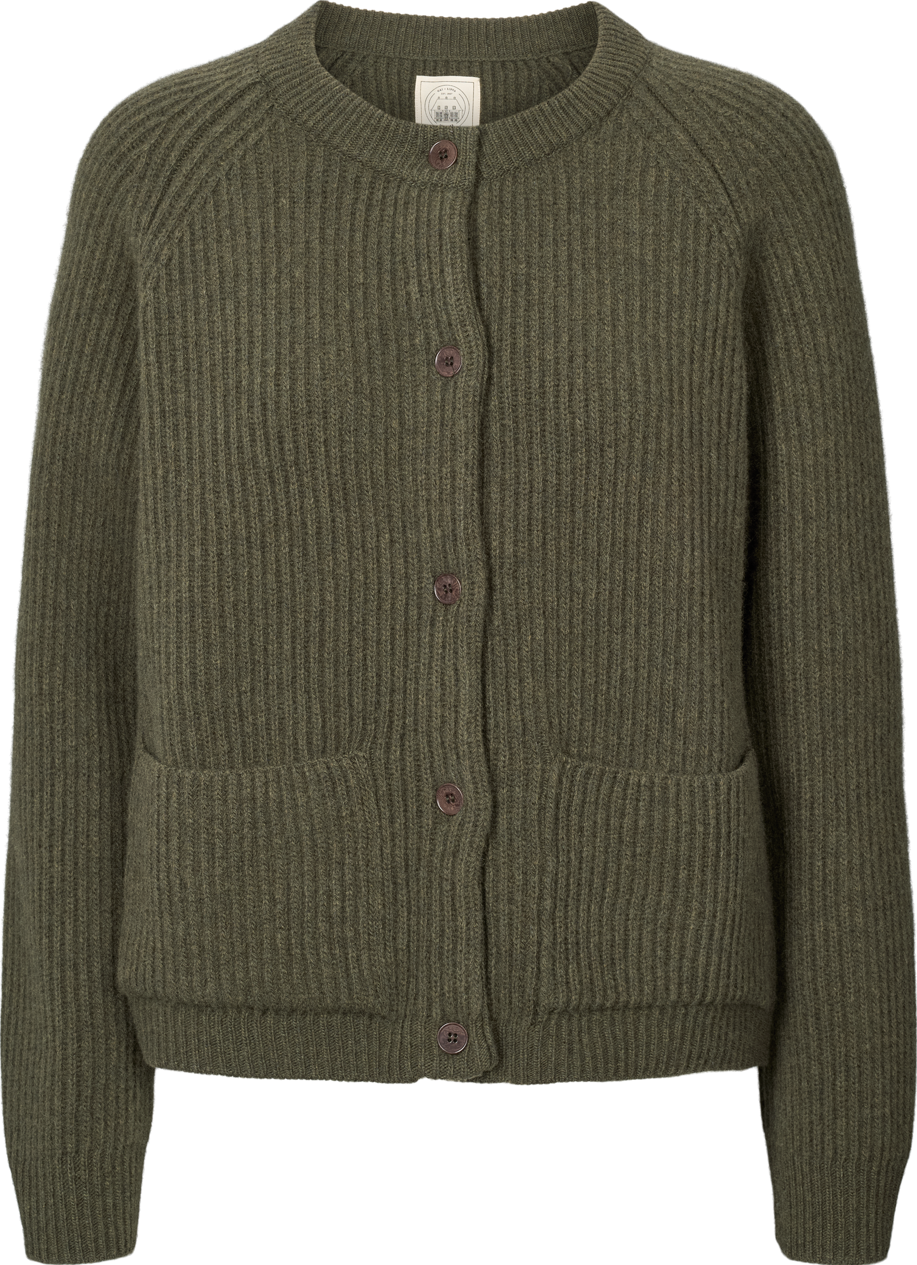 GAI+LISVA Augusta L/S Cardigan Lambswool Knit Lambswool l Knitwear 170 Olive Night Melangé