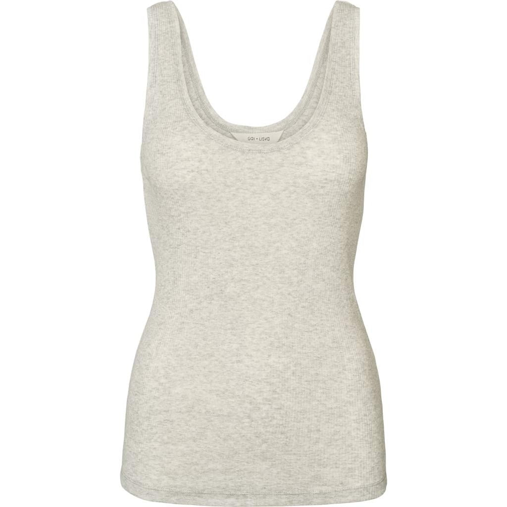 GAI+LISVA Beate Cotton Top Tops & T-shirts 601 Light Grey Melange