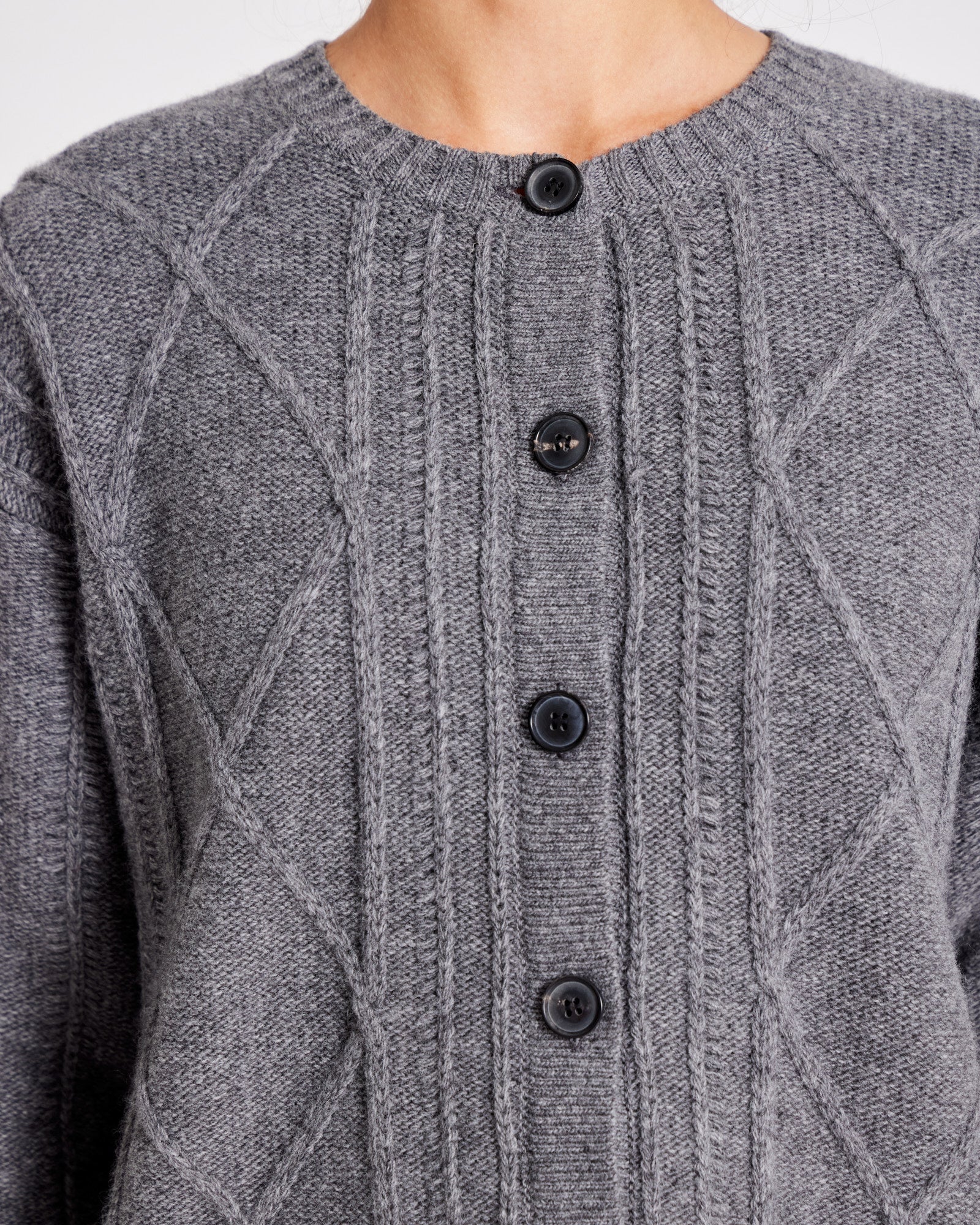 GAI+LISVA Clara Lammwoll-Strickjacke Knit 631 Grafitti Grey Melangé