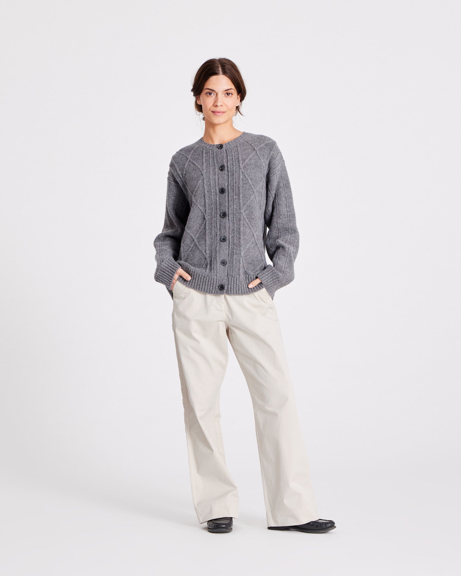 GAI+LISVA Clara Lammwoll-Strickjacke Knit 631 Grafitti Grey Melangé