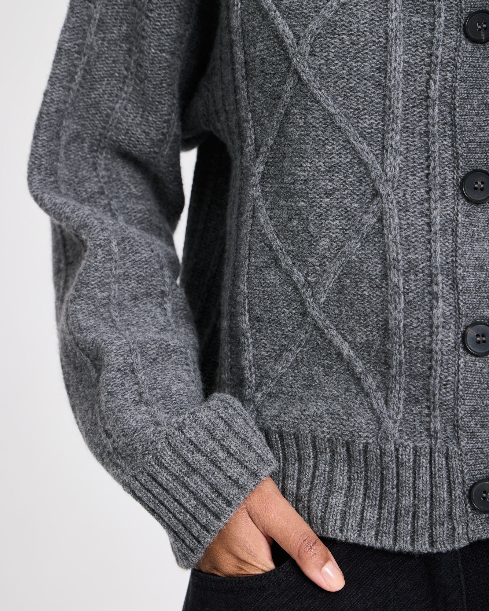 GAI+LISVA Cornelia L/S Cardigan Lambswool Knit GOTS Lambswool l Knitwear 631 Grafitti Grey Melangé