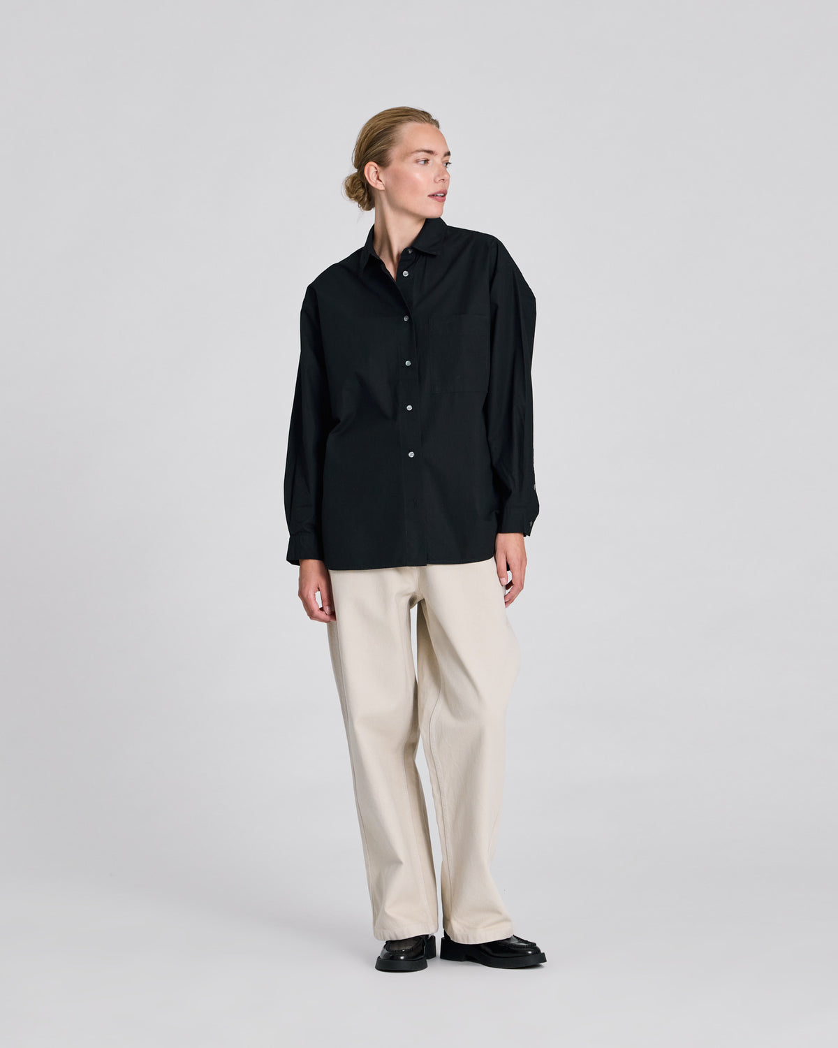 GAI+LISVA Eva L/S Poplin Shirt Shirts & Blouses 652 Stretch Limo Black