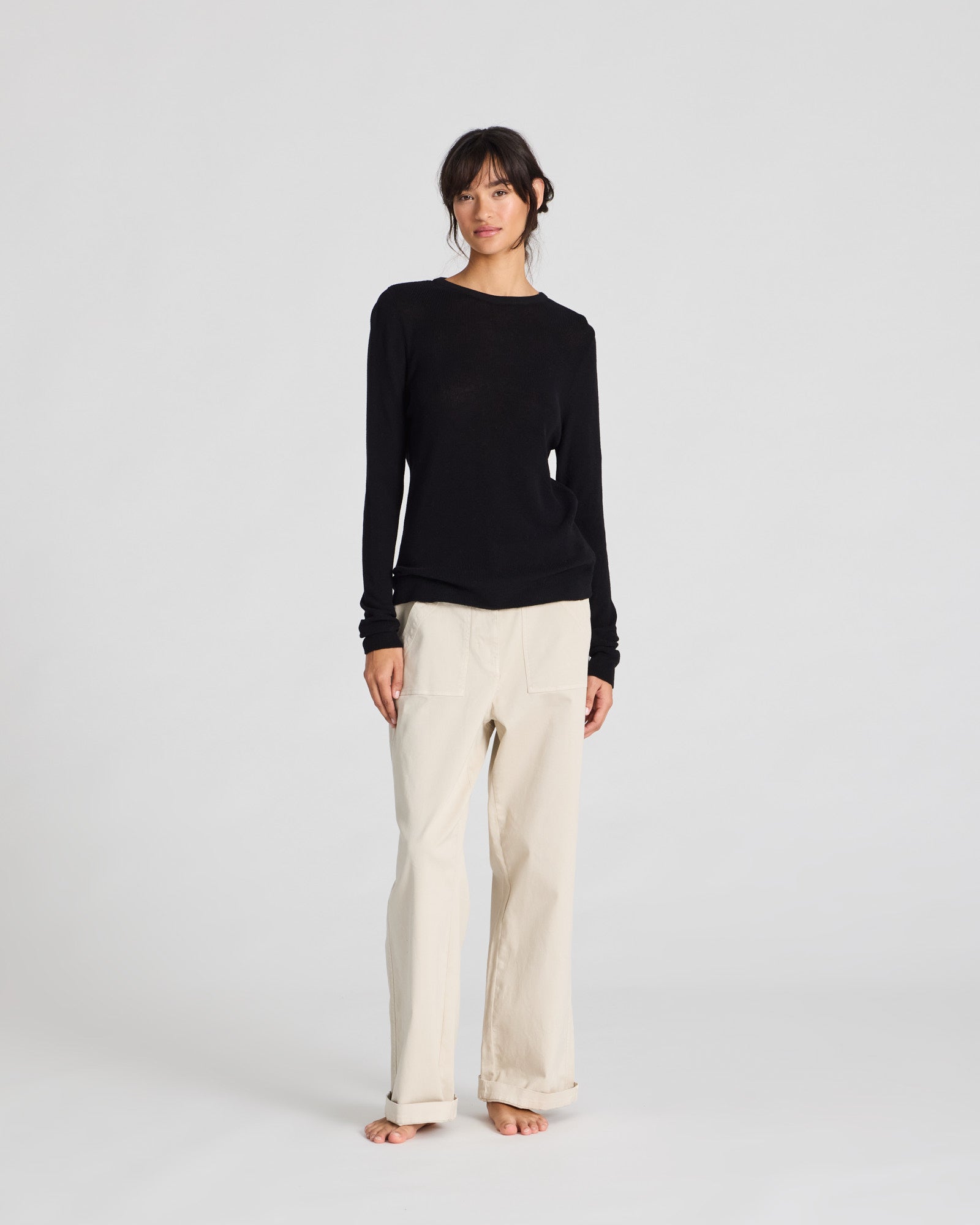 GAI+LISVA Freja L/S Cotton Rib Top GOTS Knitwear 650 Black