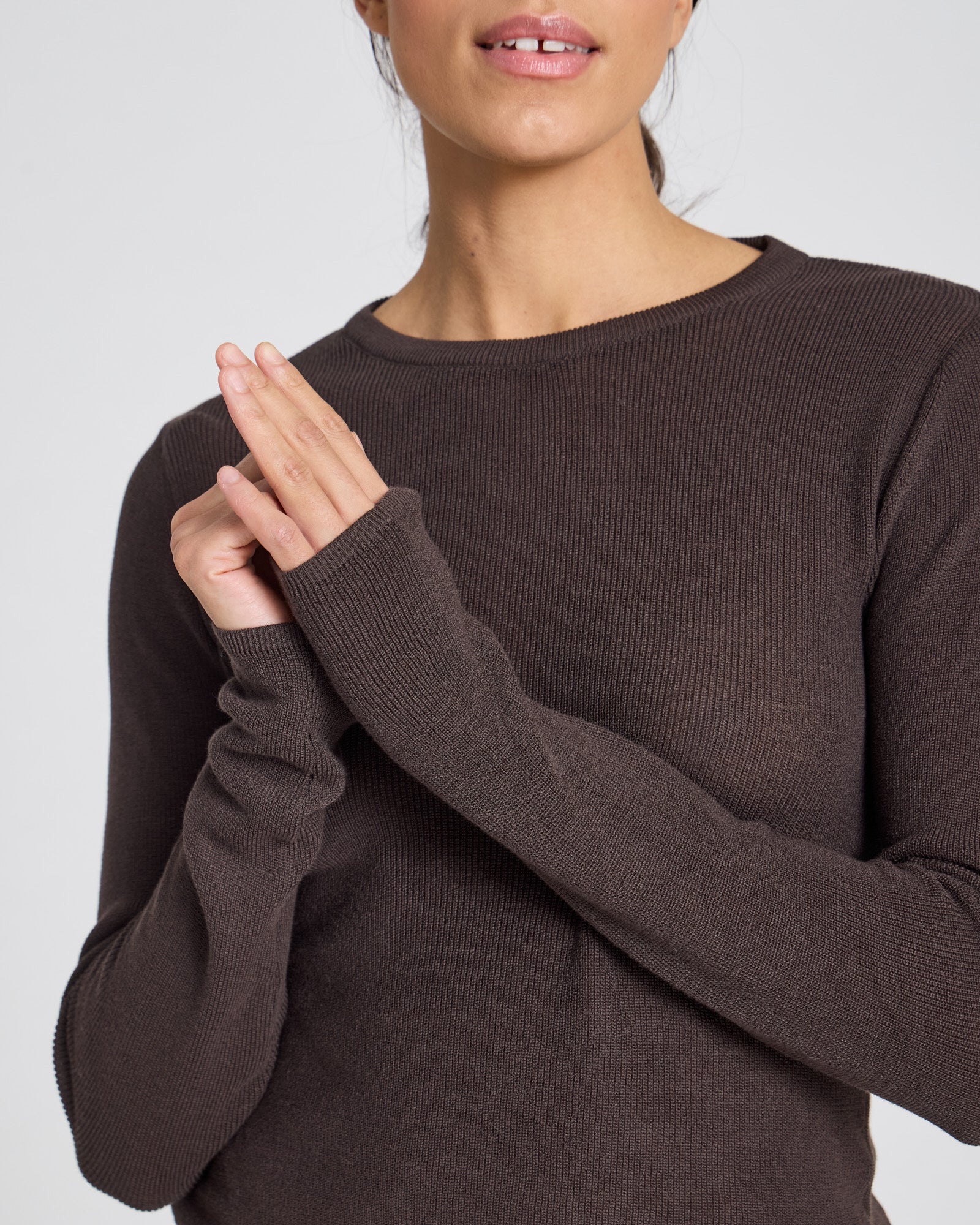GAI+LISVA Freja L/S Cotton Rib Top GOTS Knitwear 681 Mulch