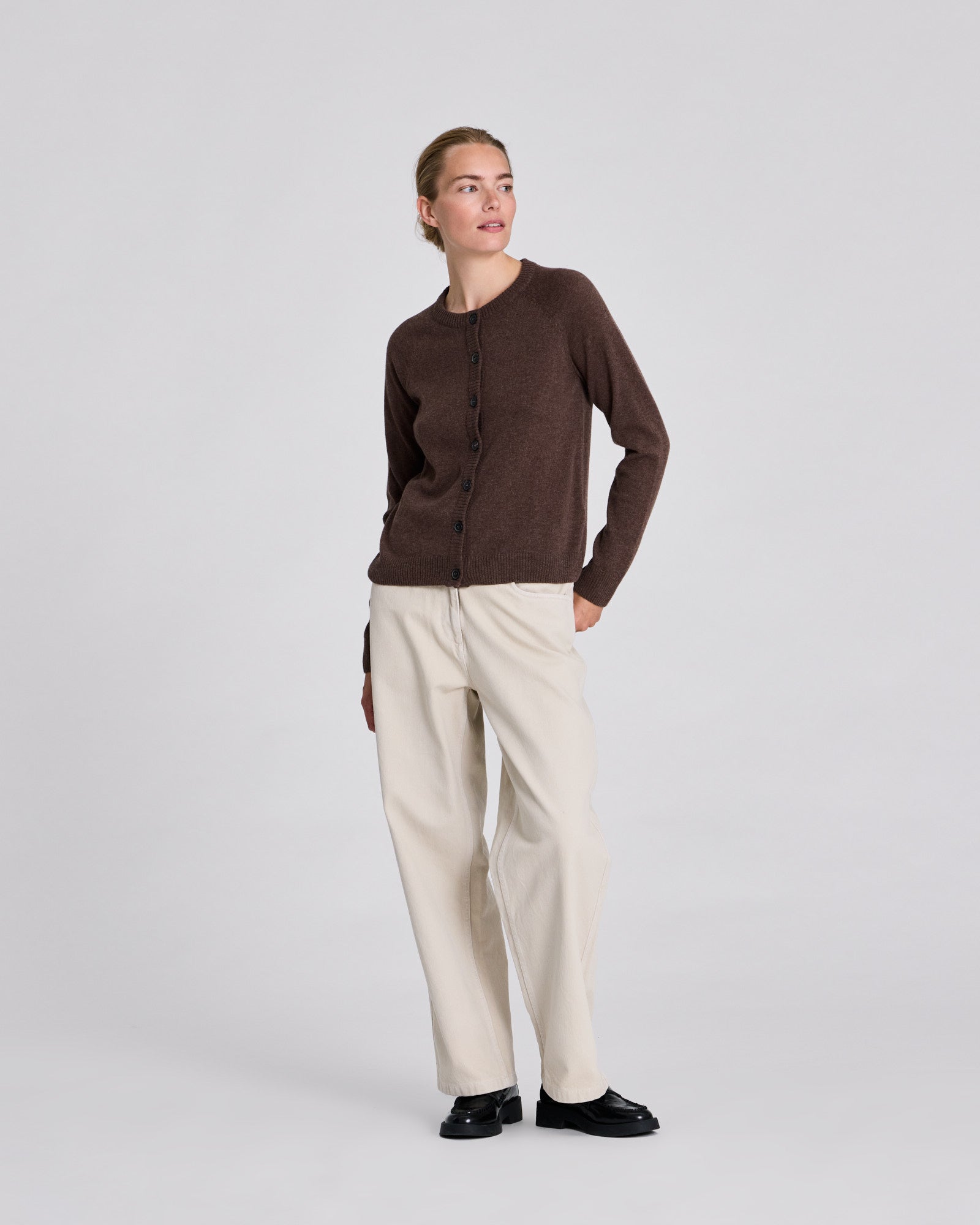GAI+LISVA Gry L/S Cardigan Lambswool Knit Lambswool l Knitwear 676 Major Brown