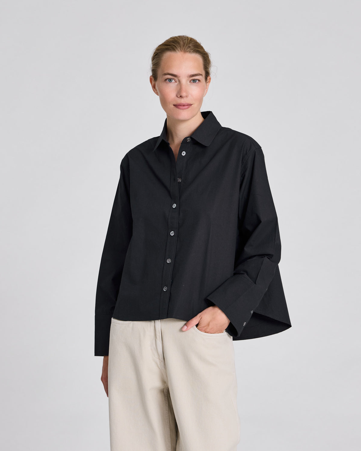 GAI+LISVA Isabella L/S Poplin Shirt Shirts & Blouses 652 Stretch Limo Black