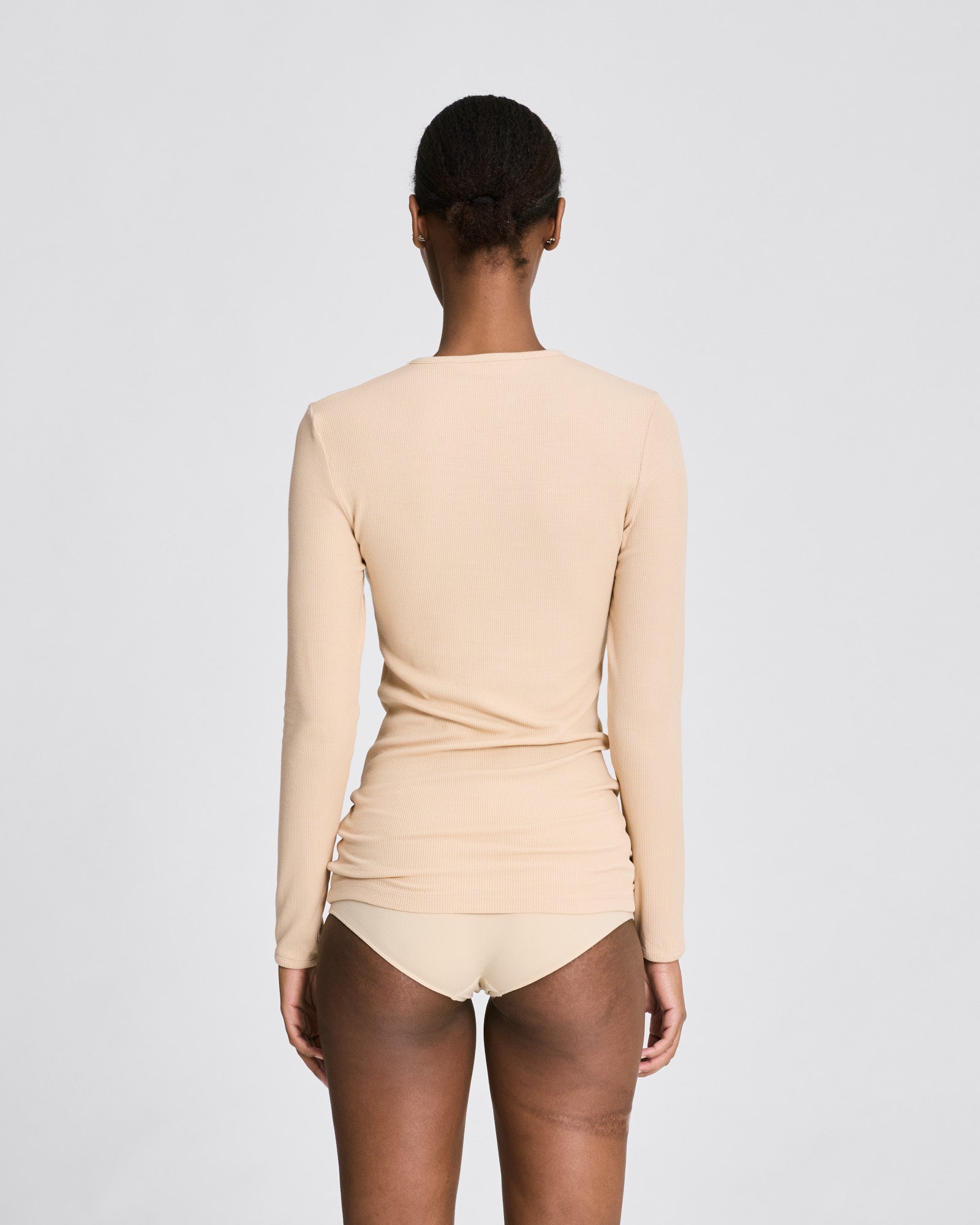 GAI+LISVA Linda L/S Viscose Stretchable Top 2x2 Rib Tops & T-shirts 763 Oat