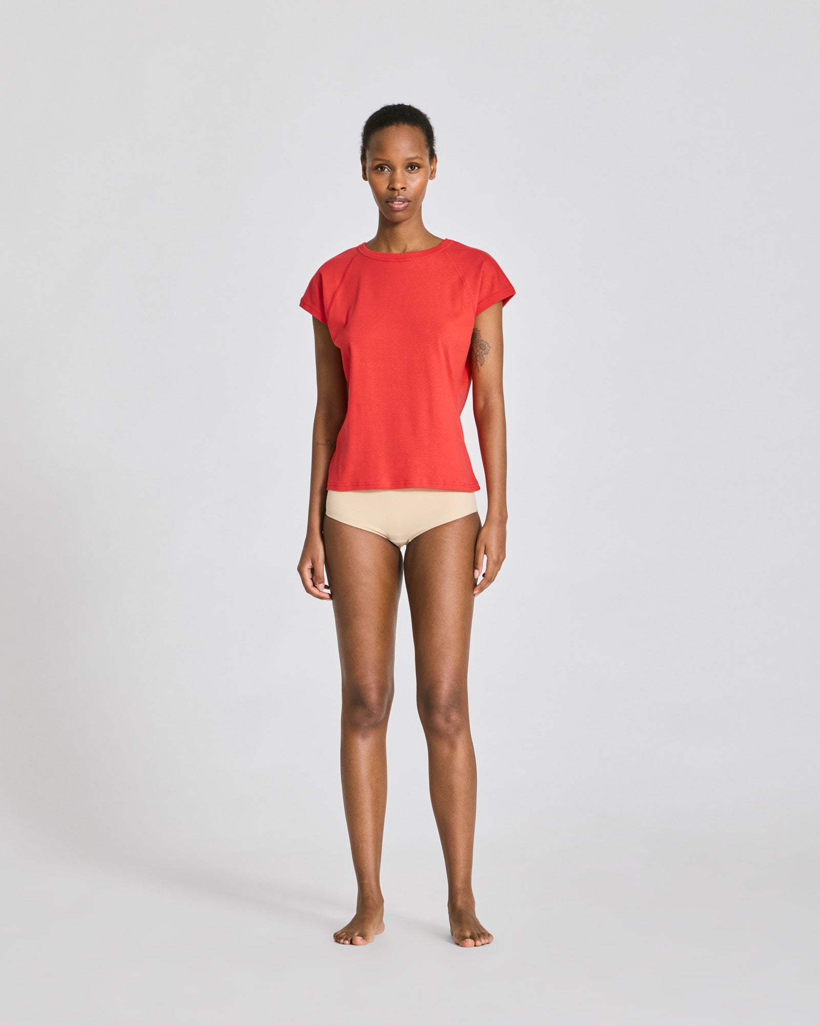 GAI+LISVA Malou S/S Cotton 1x1 Rib Tee GOTS Tops & T-shirts 974 Poppy Red
