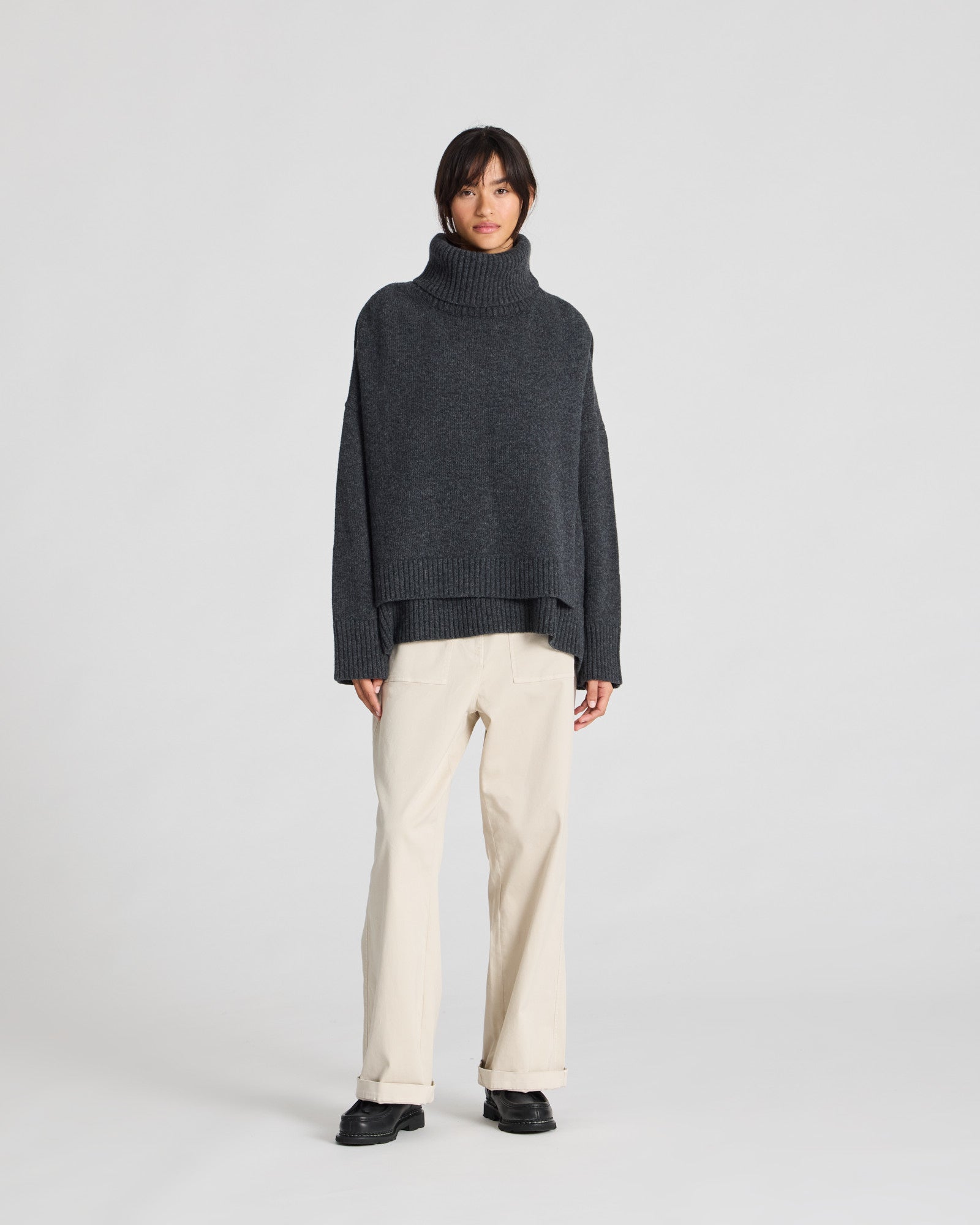 GAI+LISVA Michelle Neck Piece Lambswool l Knitwear 605 Dark Grey Melangè