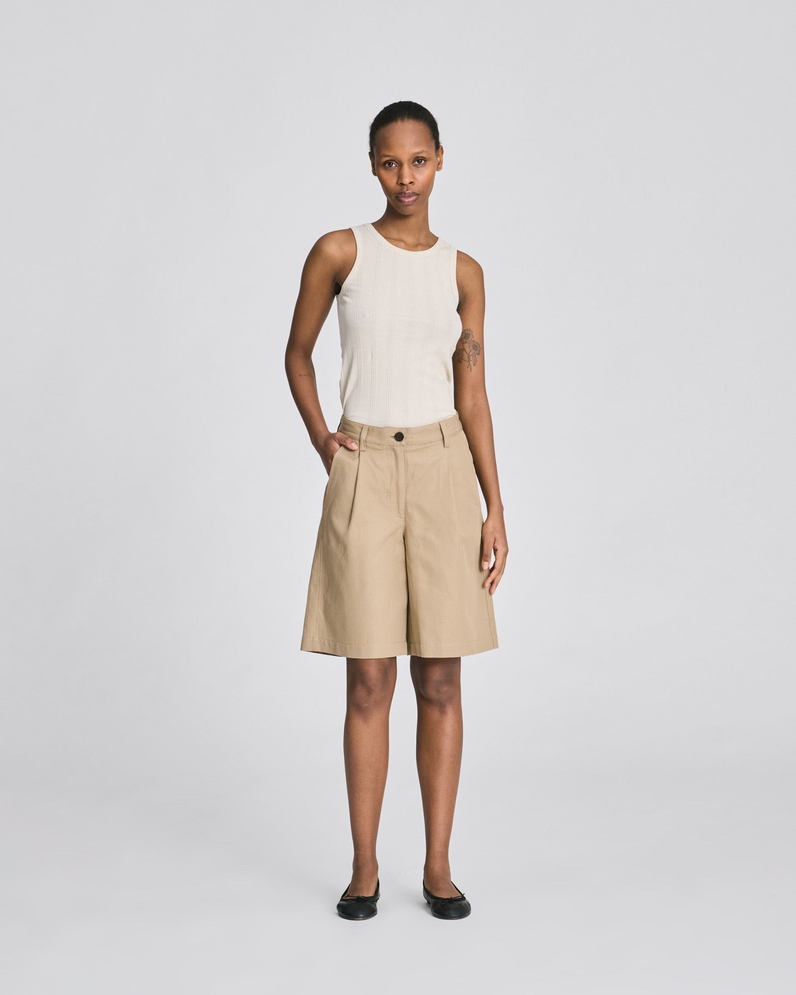 GAI+LISVA Nancy Cotton/Linen Twill Shorts Trousers & Shorts 735 Chinchilla