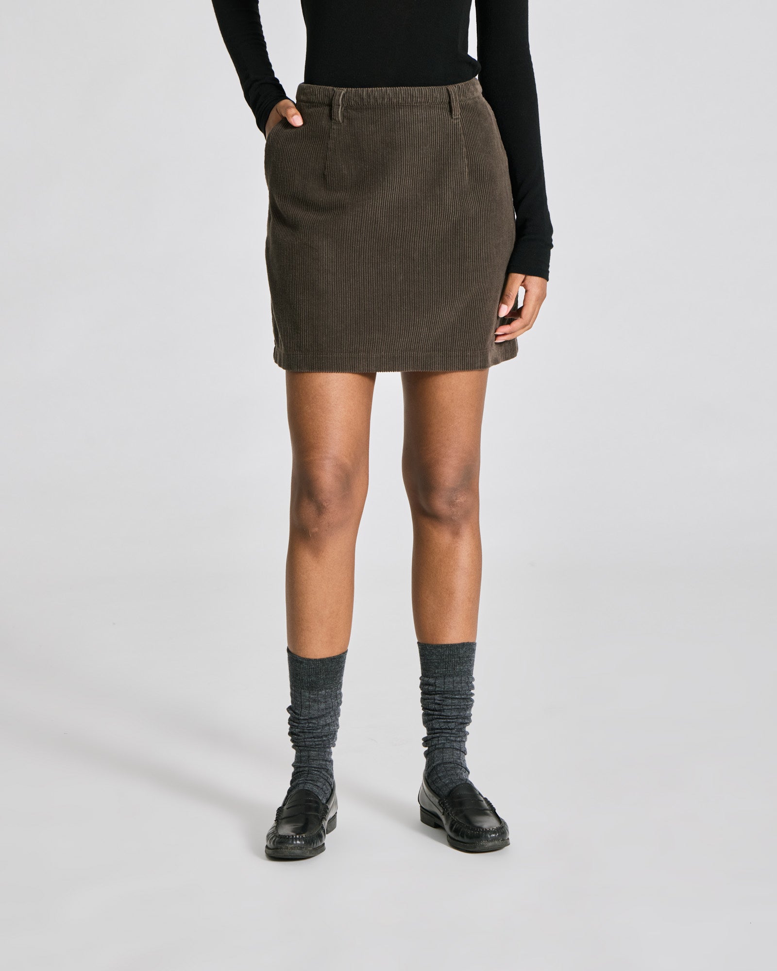 GAI+LISVA Natacha Cotton Corduroy Skirt Dresses & Skirts 651 Black Olive
