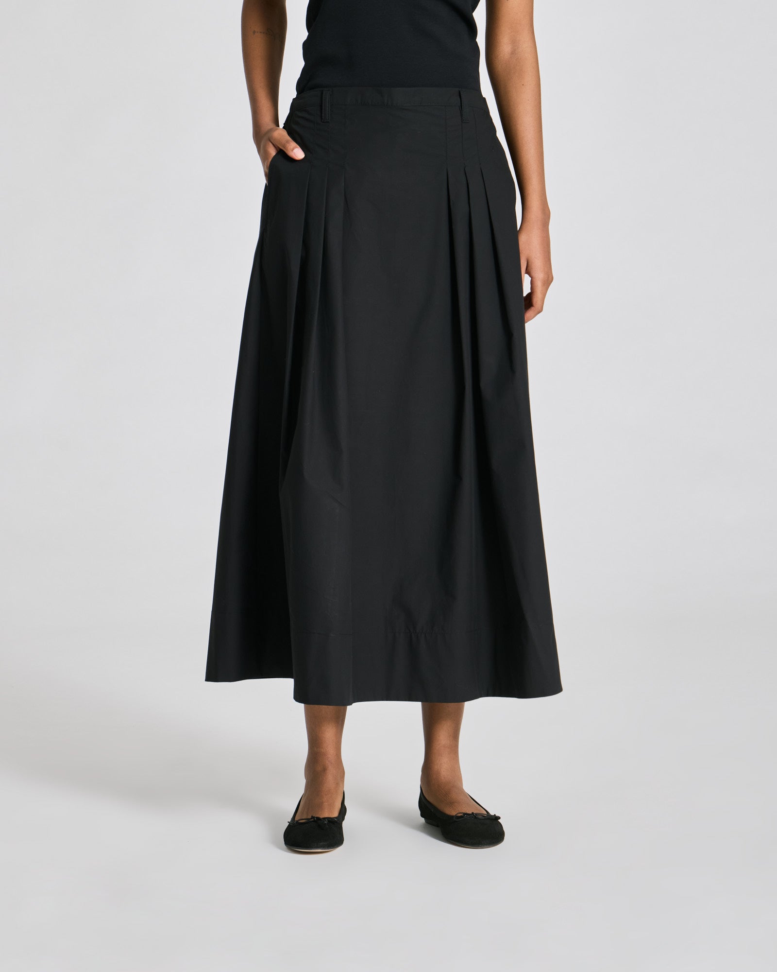 GAI+LISVA Ruth Pleated Poplin Skirt GOTS Dresses & Skirts 650 Black