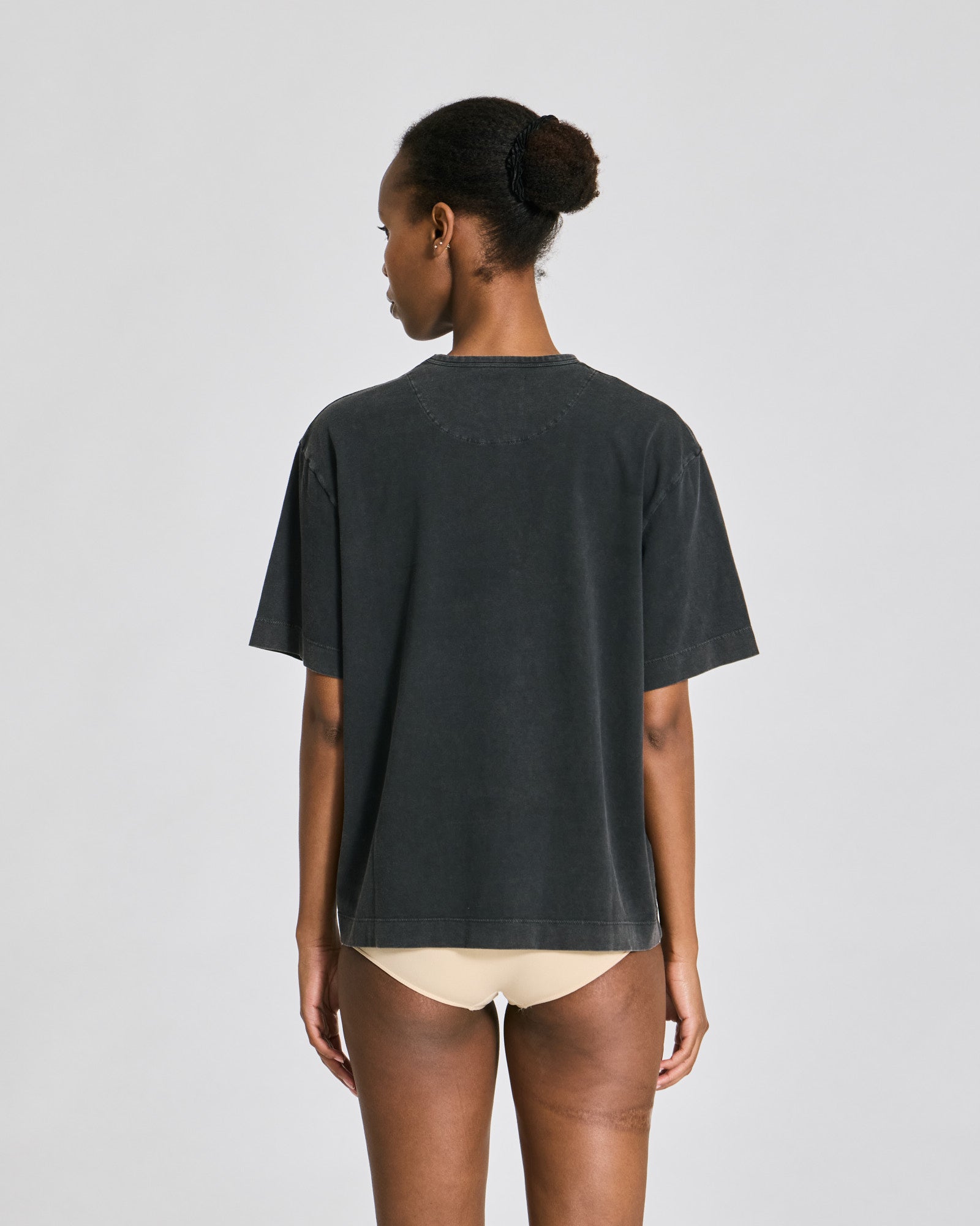 GAI+LISVA Sally S/S Cotton Top Single Jersey Vintage Look Tops & T-shirts 765 Dark Grey Acid Wash