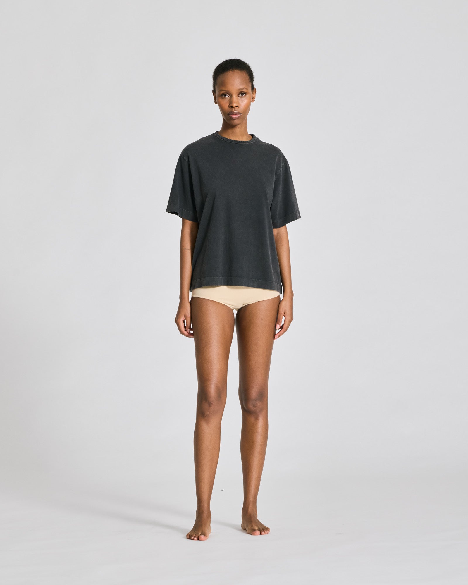GAI+LISVA Sally S/S Cotton Top Single Jersey Vintage Look Tops & T-shirts 765 Dark Grey Acid Wash