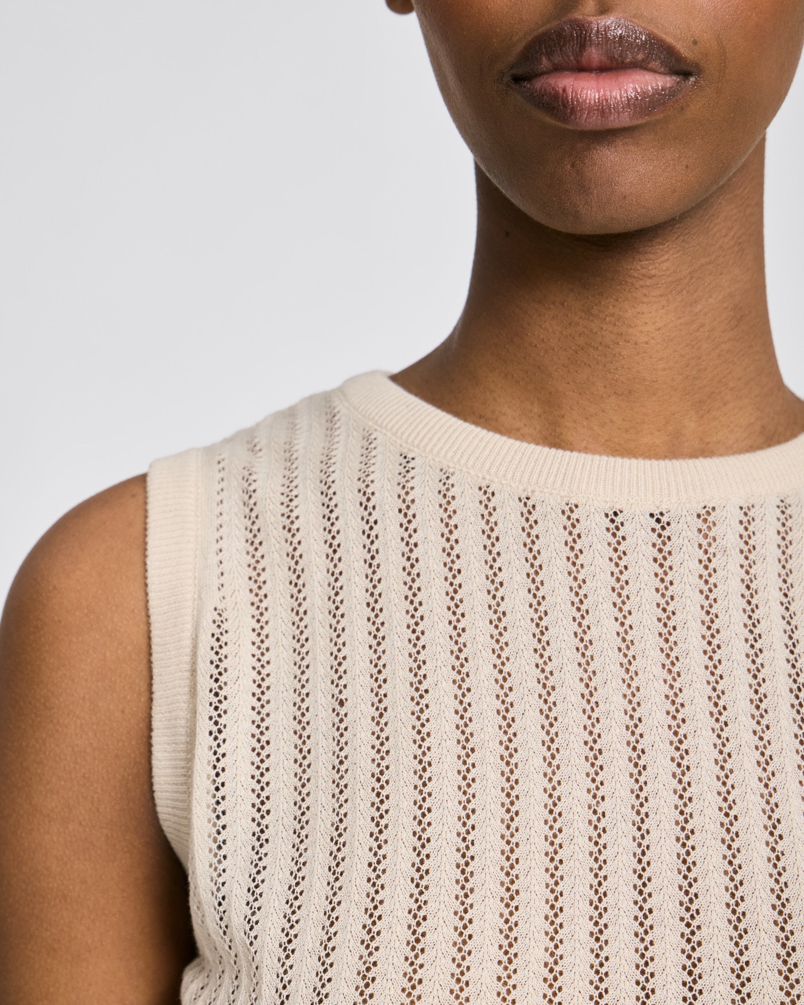 GAI+LISVA Sofie Fishbone Pointel Knit Top - GOTS Cotton l Knitwear 151 Ecru