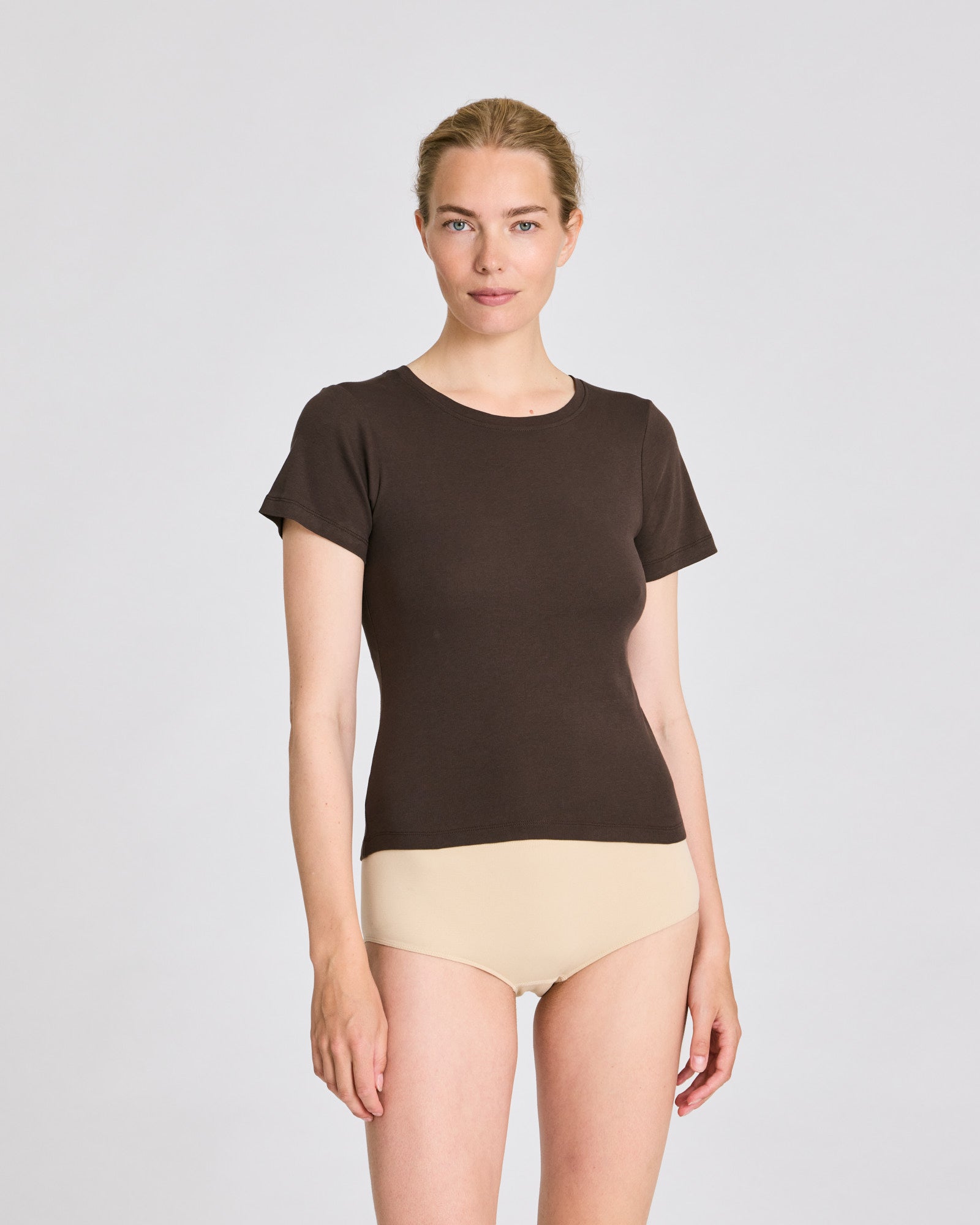 GAI+LISVA Trille Cotton Top 1x1 Rib Tee Tops & T-shirts 681 Mulch