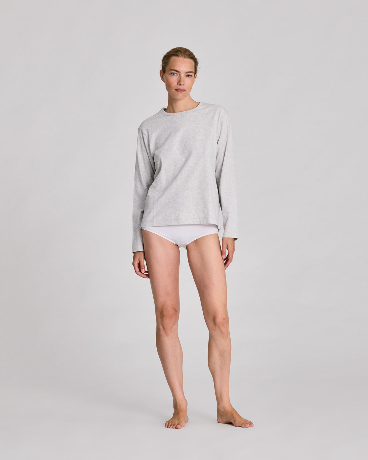 GAI+LISVA Veronica L/S Cotton Single Jersey Tee Tops & T-shirts 601 Light Grey Melange
