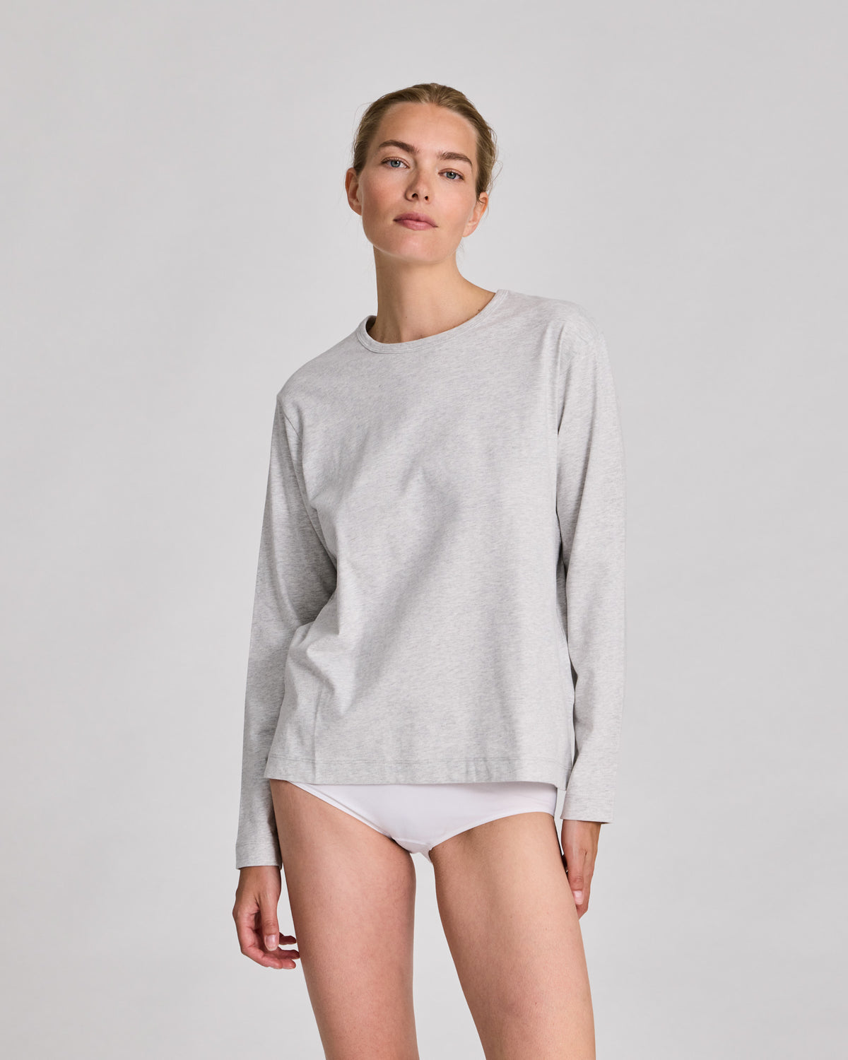 GAI+LISVA Veronica L/S Cotton Single Jersey Tee Tops & T-shirts 601 Light Grey Melange
