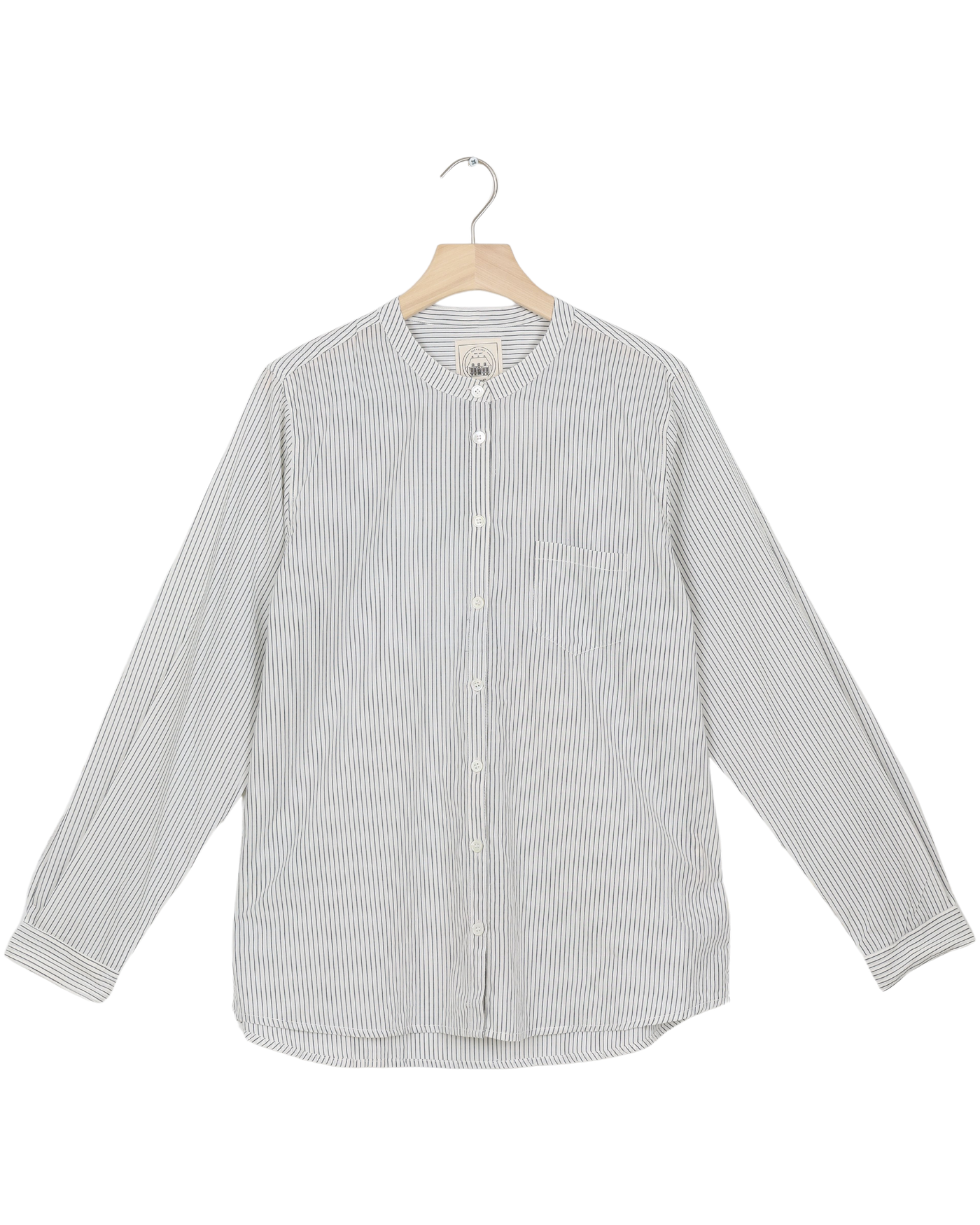 Secondhand Woodie Shirt Cotton pin stripe GOTS 243975 - Denim Blue Stripe