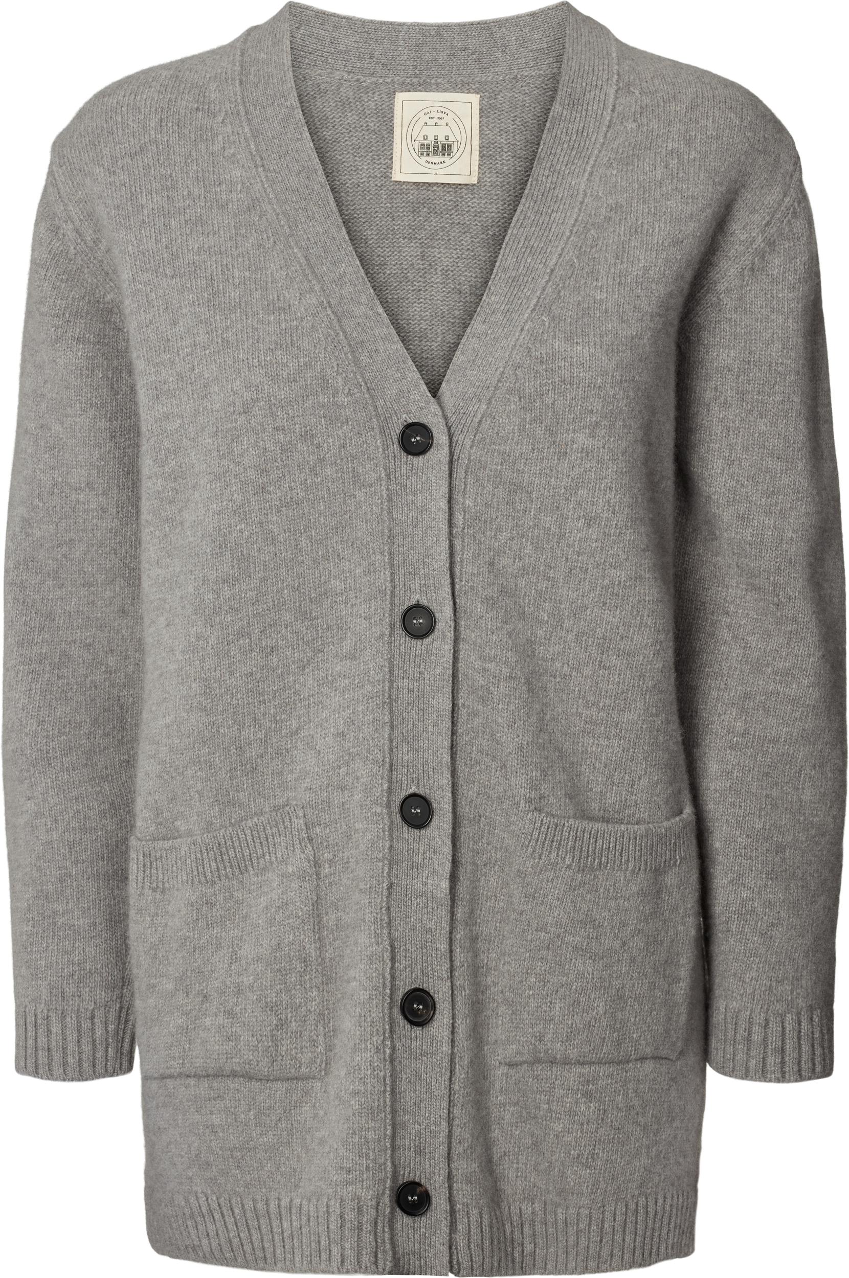 GAI+LISVA Alba Lammwoll-Strickjacke Lambswool l Knitwear 602 Grey Melange