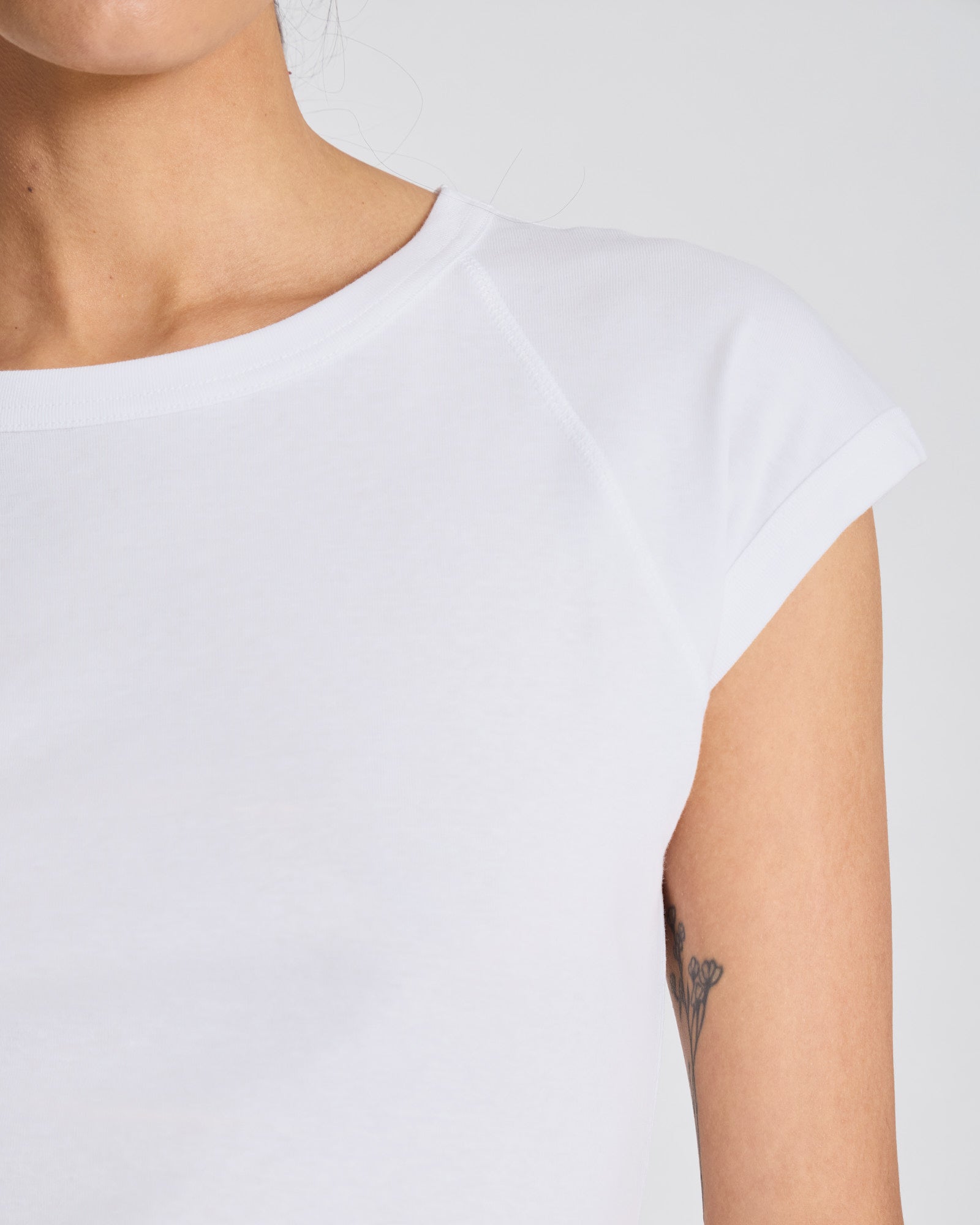 GAI+LISVA Malou S/S Cotton 1x1 Rib Tee GOTS Top 100 White