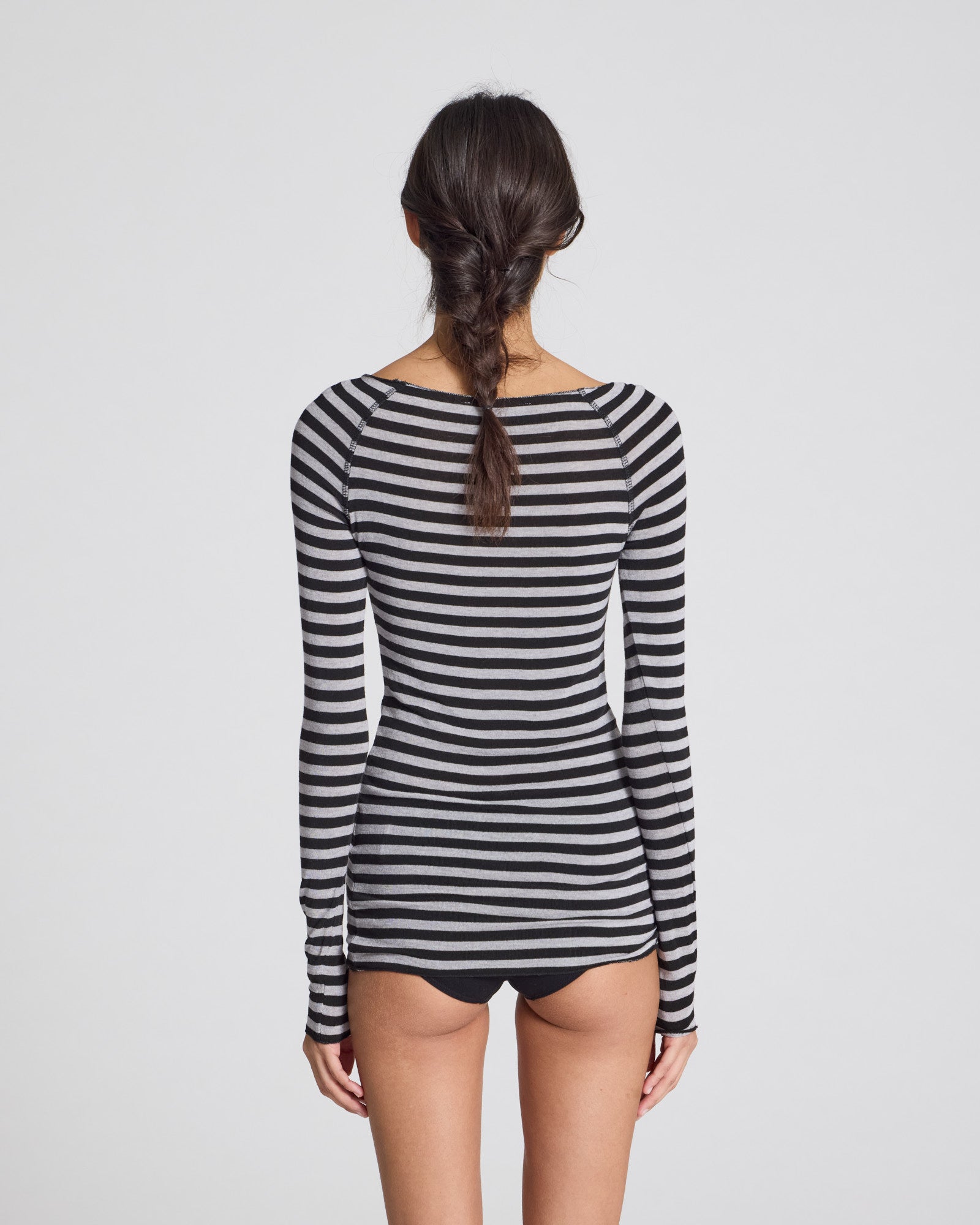 GAI+LISVA Amalie Top Medium Strib Top 610 Grey and Black Stripe