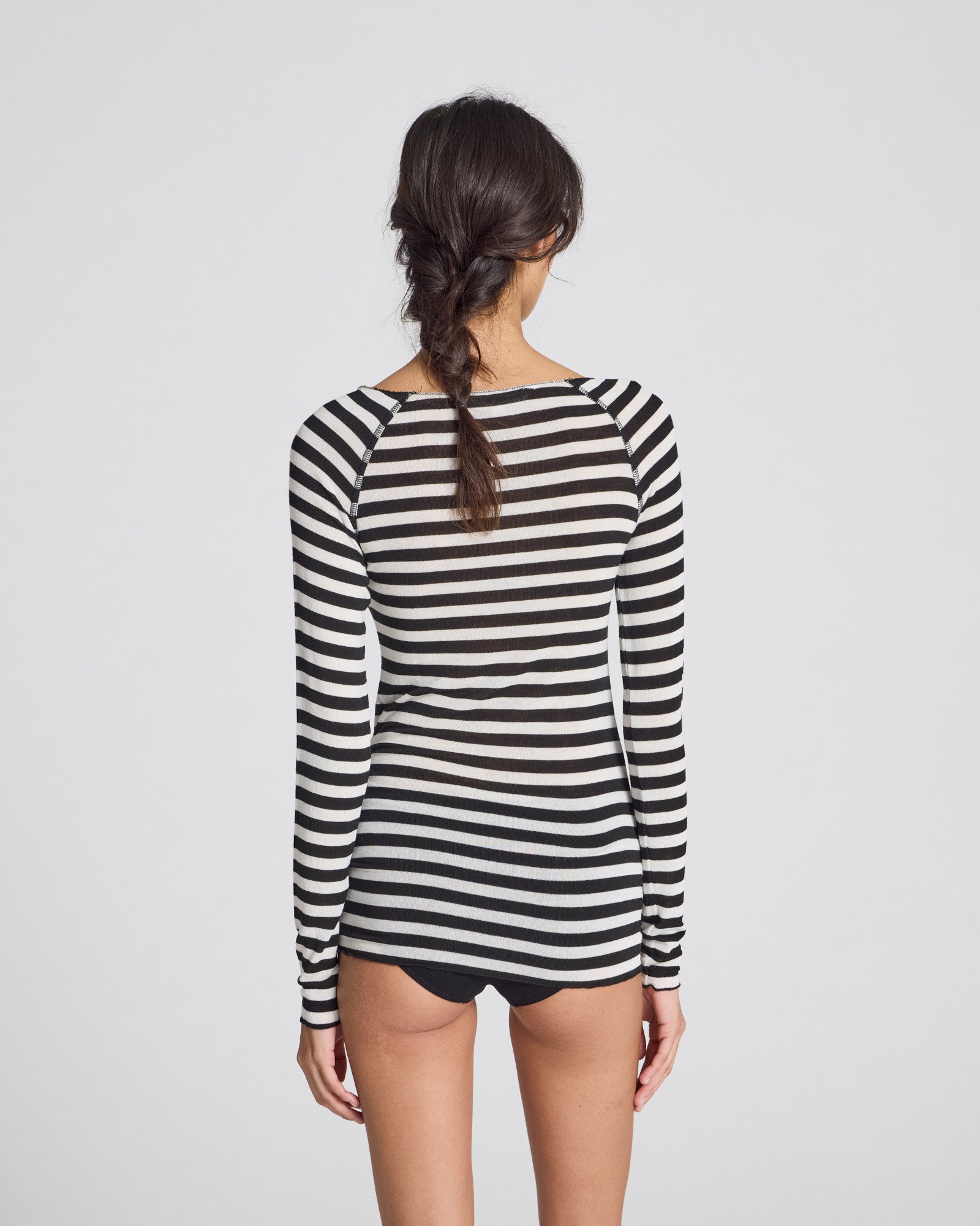 GAI+LISVA Amalie Top Medium Strib Top 946 Off White Black Stripe