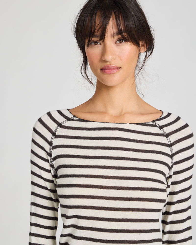 GAI+LISVA Amalie Wool Top Top 709 Reverse Dark Brown Stripe