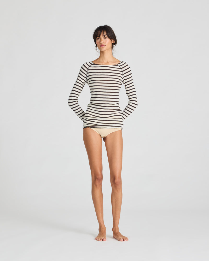 GAI+LISVA Amalie Wool Top Top 709 Reverse Dark Brown Stripe