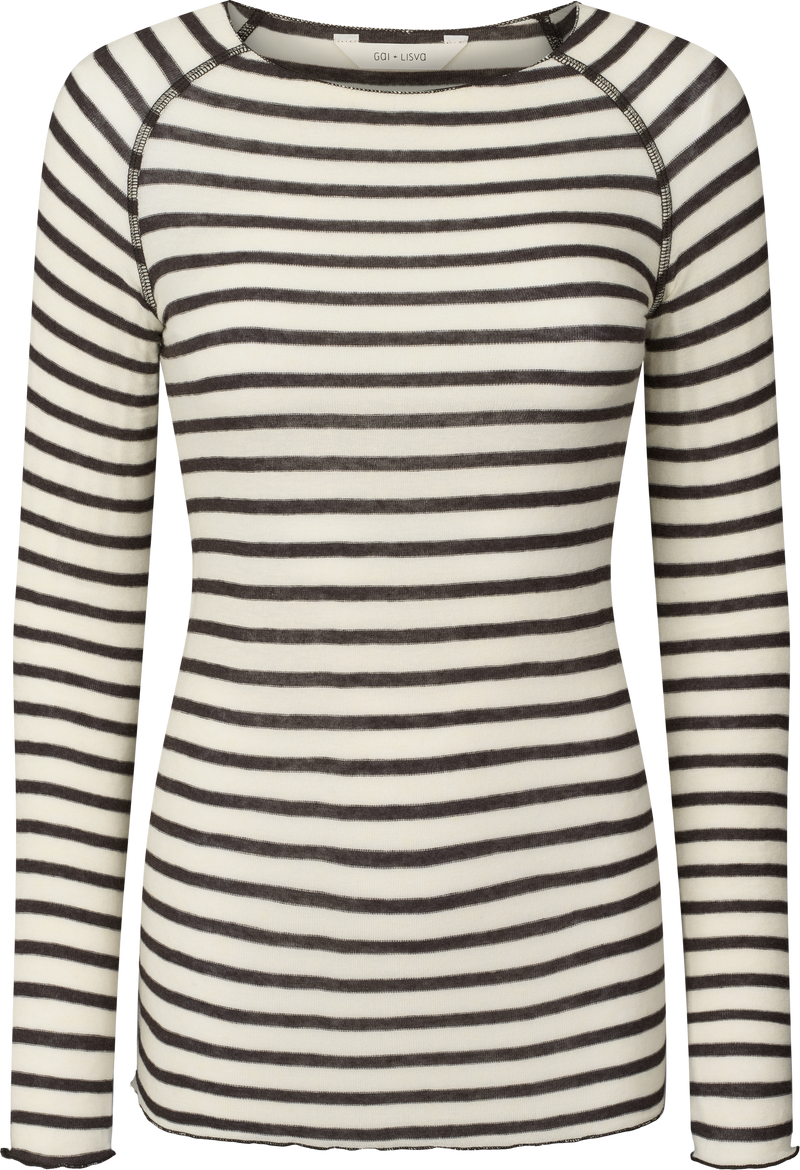 GAI+LISVA Amalie Wool Top Top 709 Reverse Dark Brown Stripe