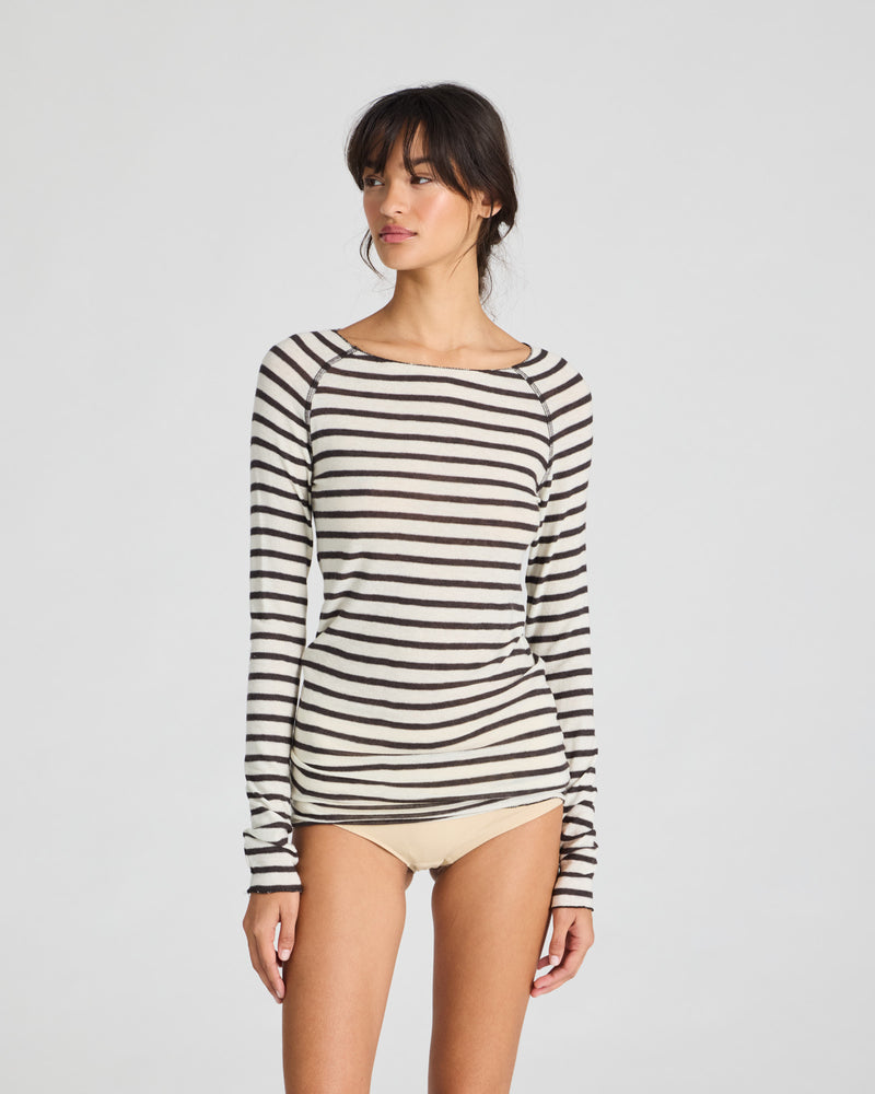 GAI+LISVA Amalie Wool Top Top 709 Reverse Dark Brown Stripe