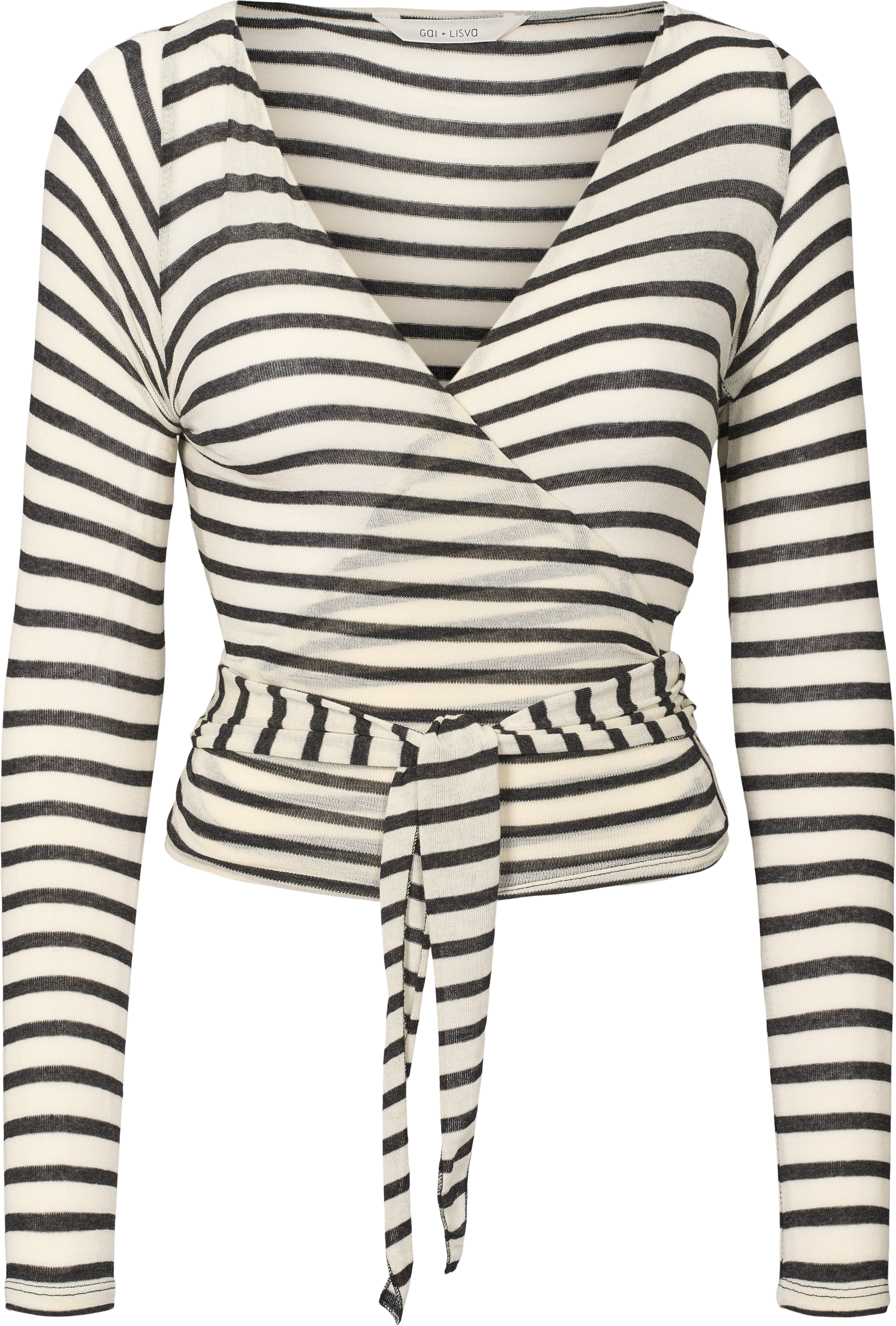 GAI+LISVA Anne Striped Wrap Tops & T-shirts 964 Ecru / Grafite Sailor Stripe