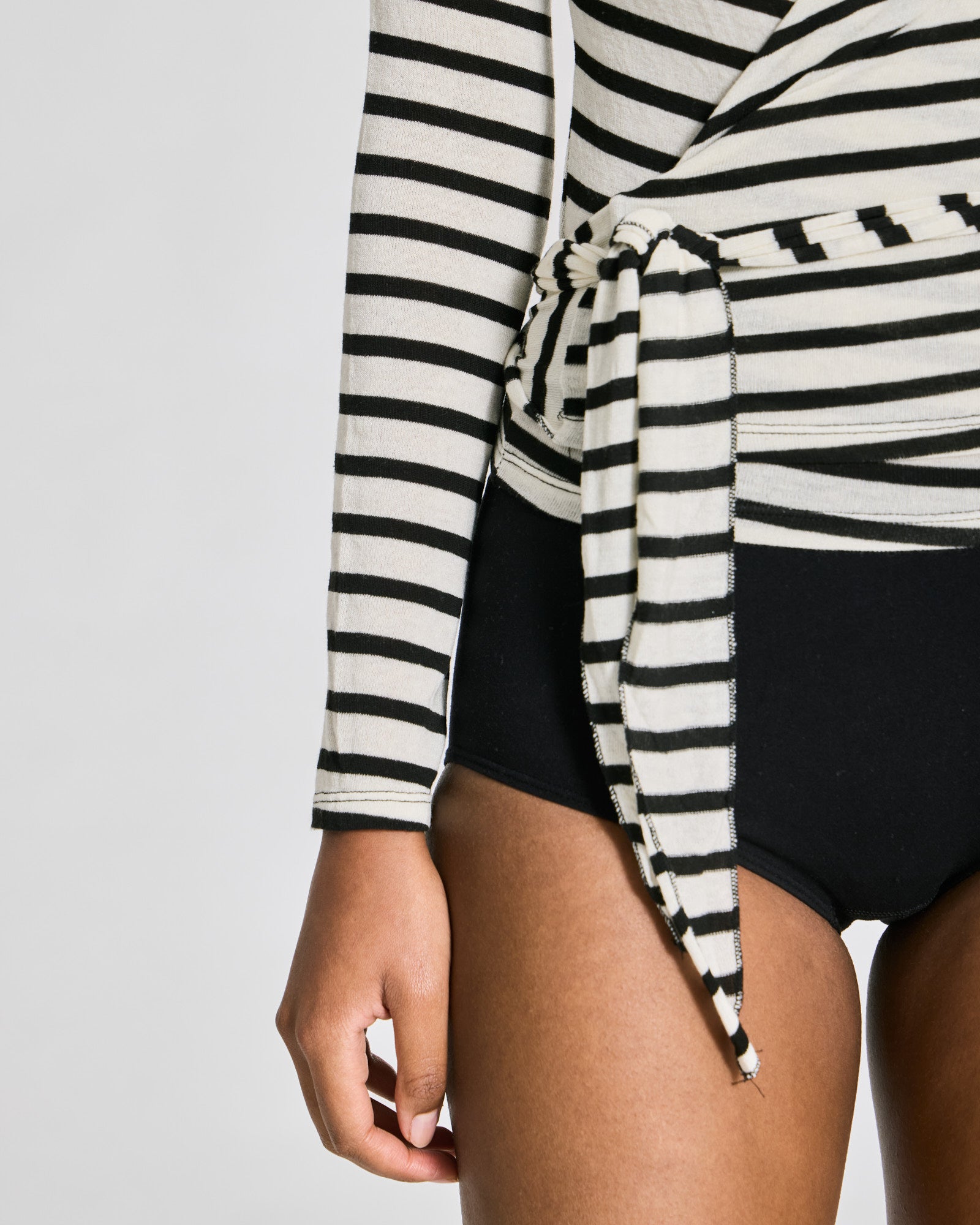 GAI+LISVA Anne Striped Wrap Tops & T-shirts 962 Ecru / Black Sailor Stripe