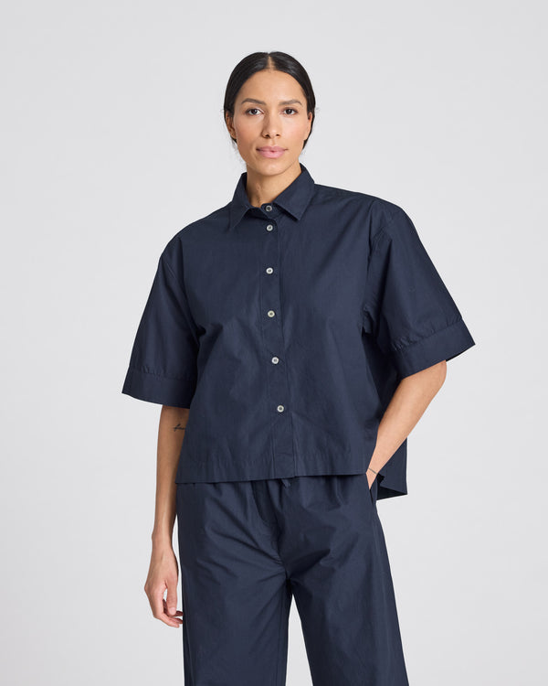 GAI+LISVA Astrid S/S Shirt Poplin Gots 243975 Shirt 181 Midnight Blue