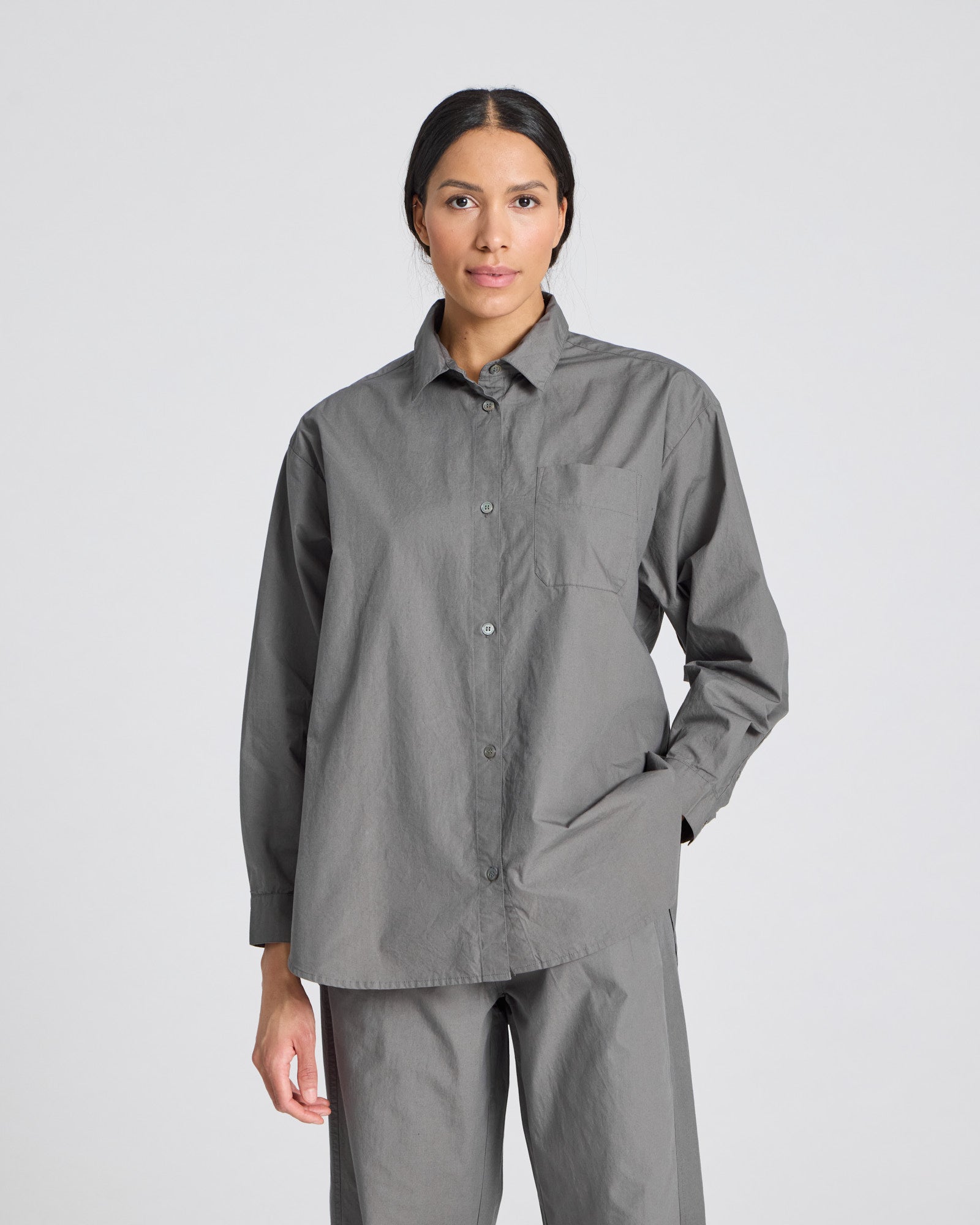 GAI+LISVA Astrid Shirt Poplin Gots 243975 Shirts & Blouses 193 Metal Grey